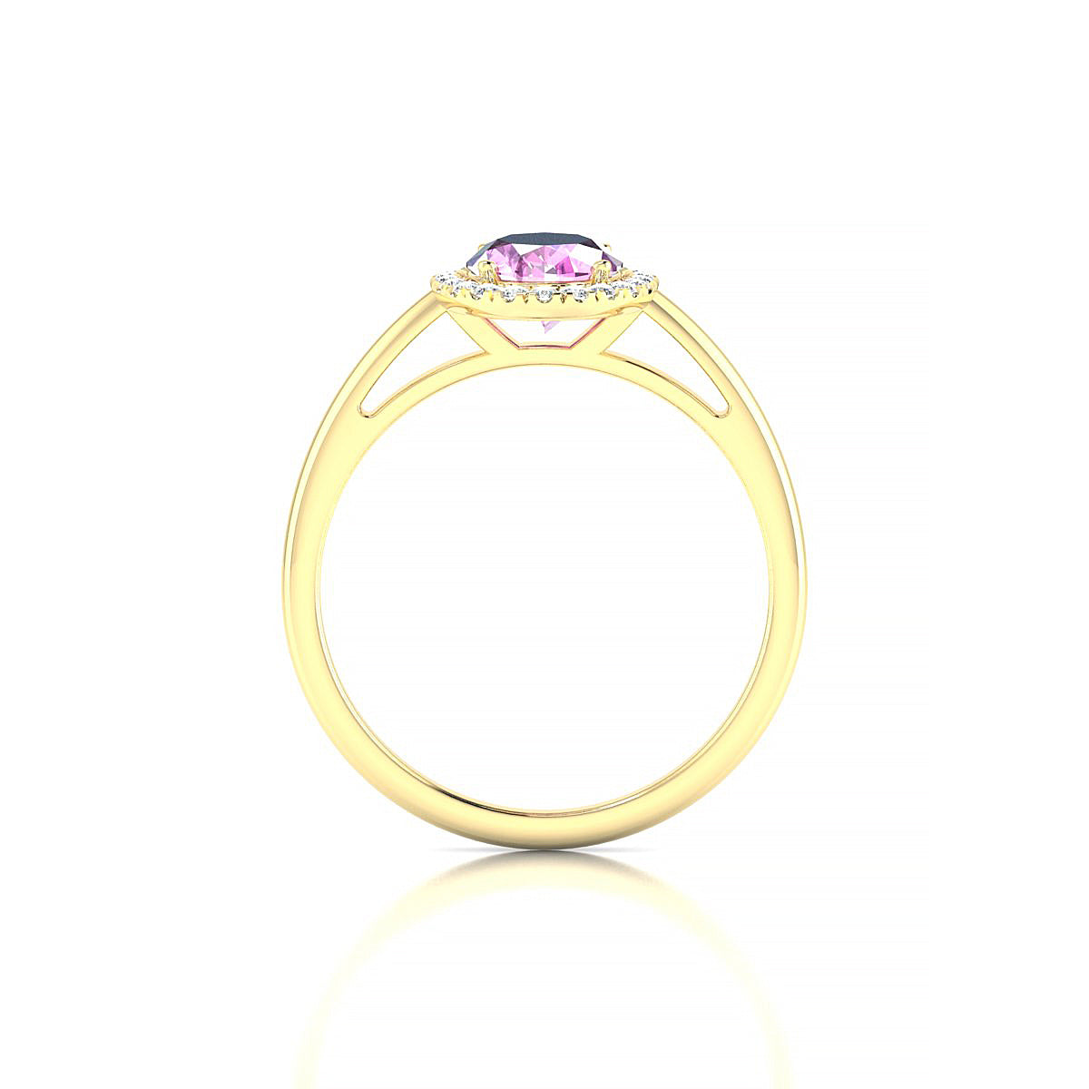 Solar | 18k Yellow Gold 8 x 6 mm Oval Pink Sapphire Ring