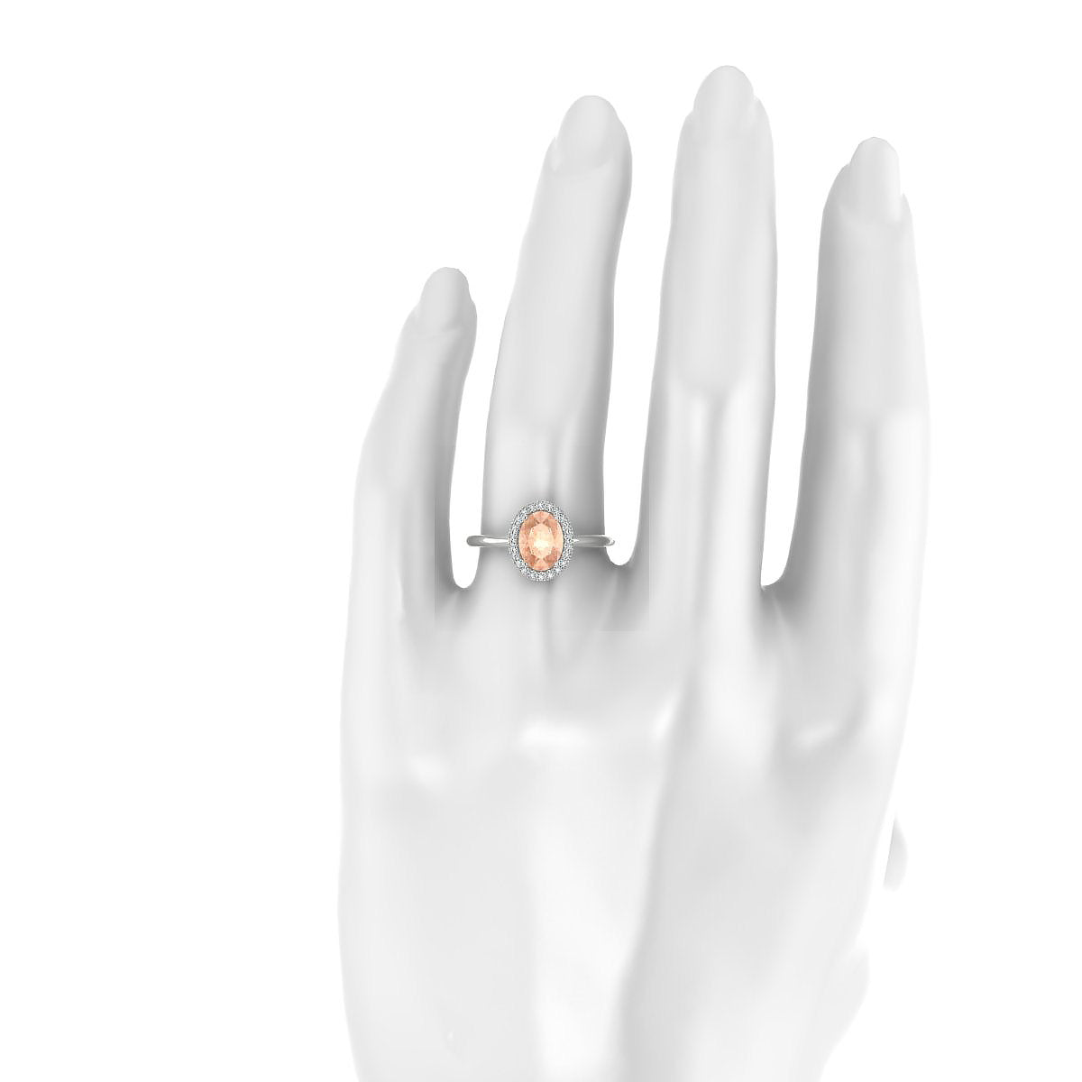 Solar | 18k White Gold 8 x 6 mm Oval Morganite Ring