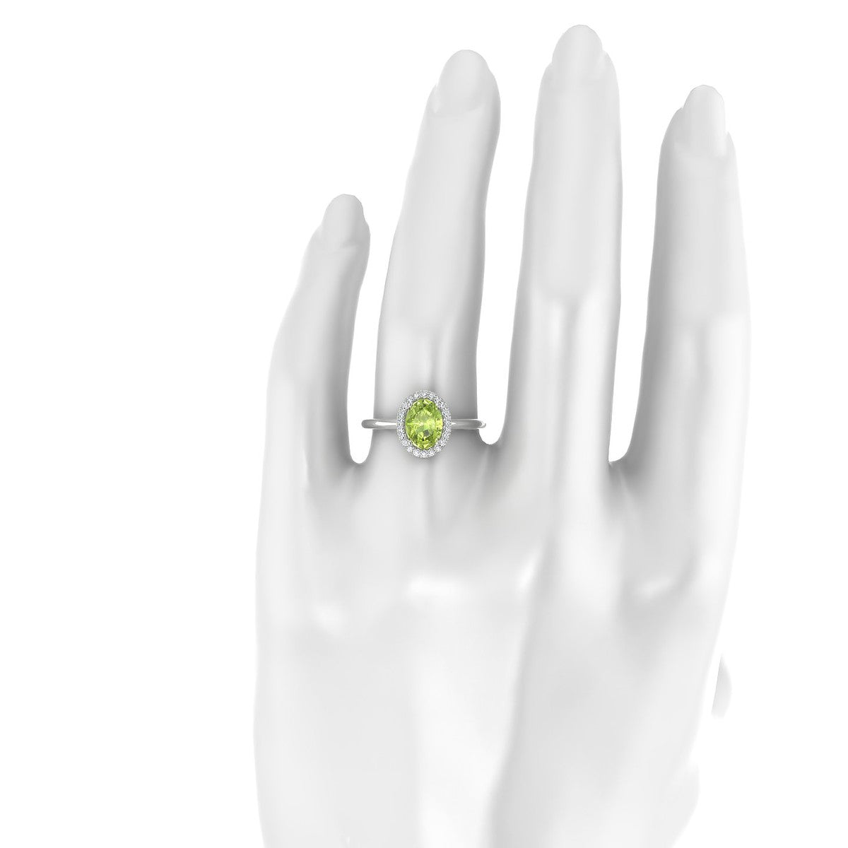 Solar | 18k White Gold 8 x 6 mm Oval Peridot Ring