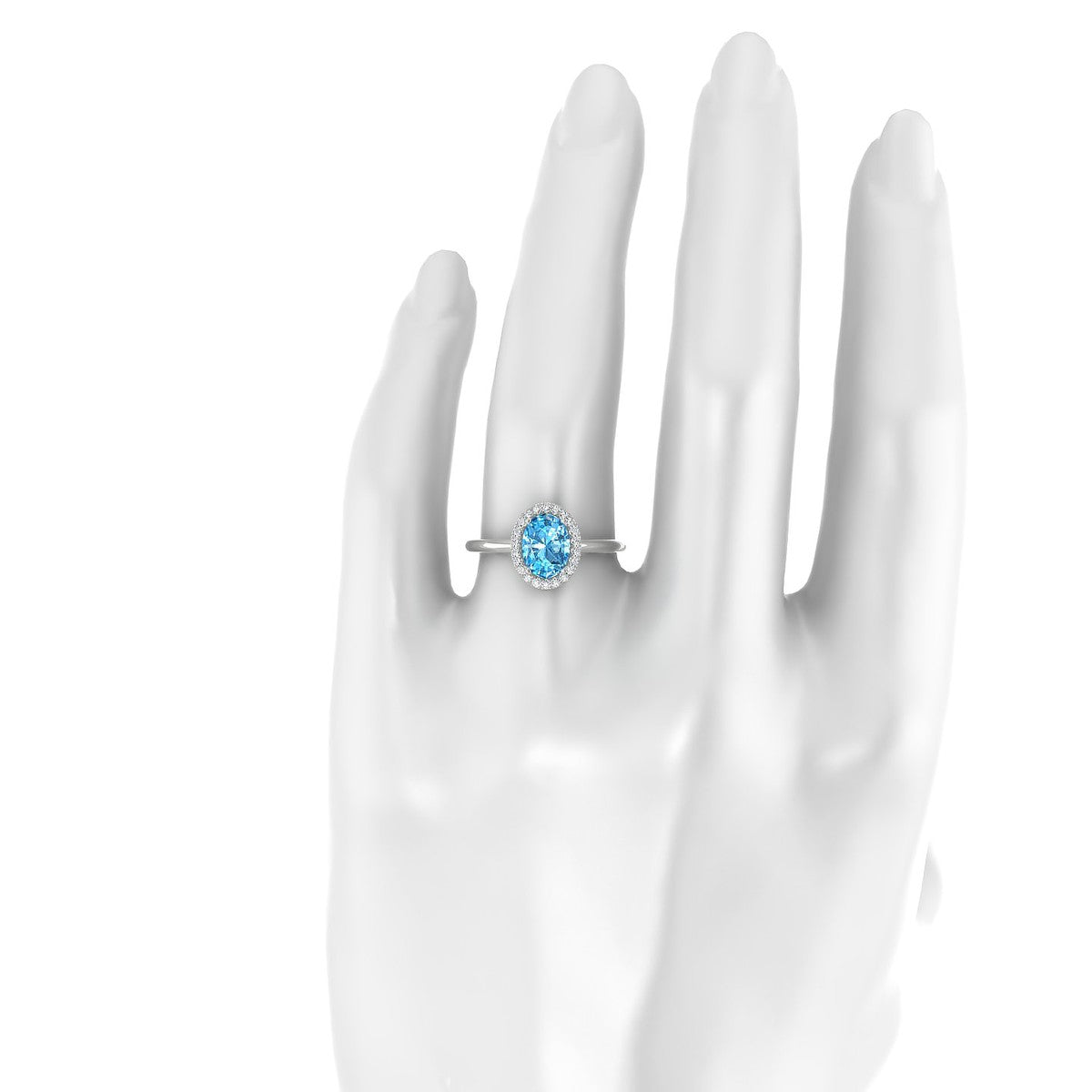 Solar | 18k White Gold 8 x 6 mm Oval Topaz Ring