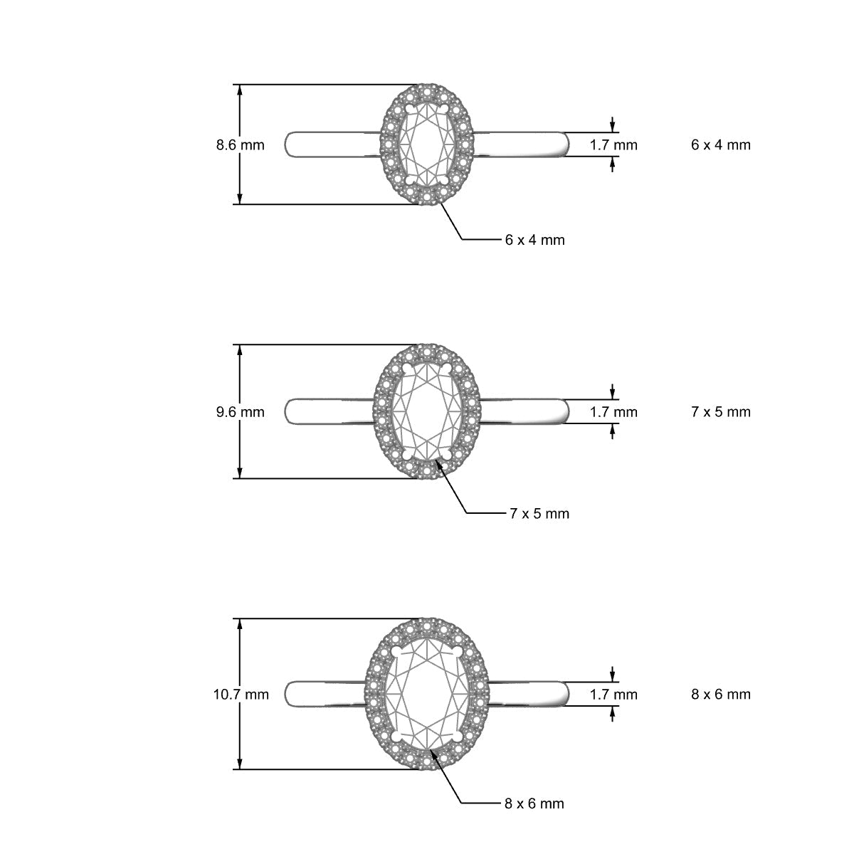 Solar | 18k White Gold 5 x 3 mm Oval Diamond Ring