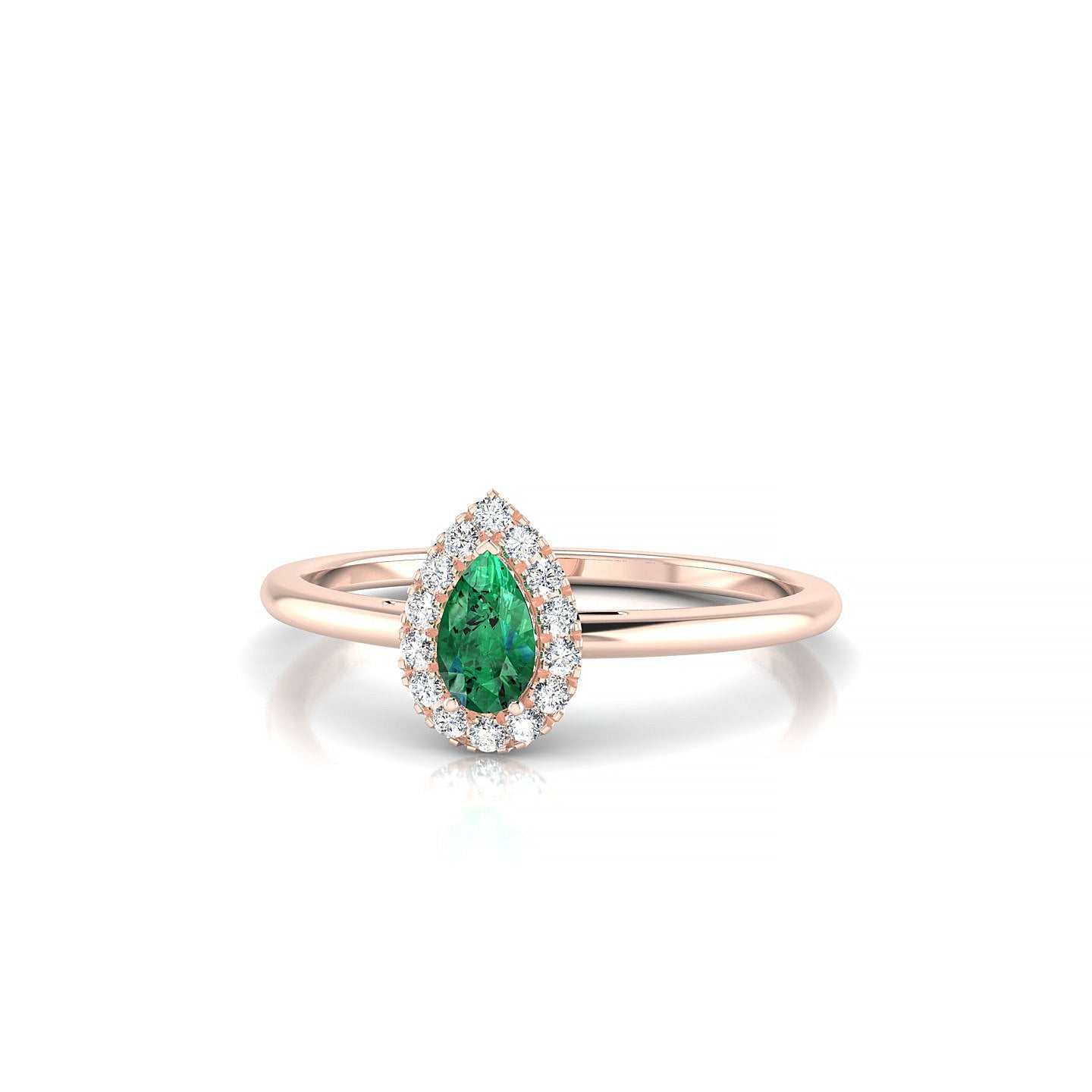 Solar | 18k Rose Gold 5 x 3 mm Pear Emerald Ring