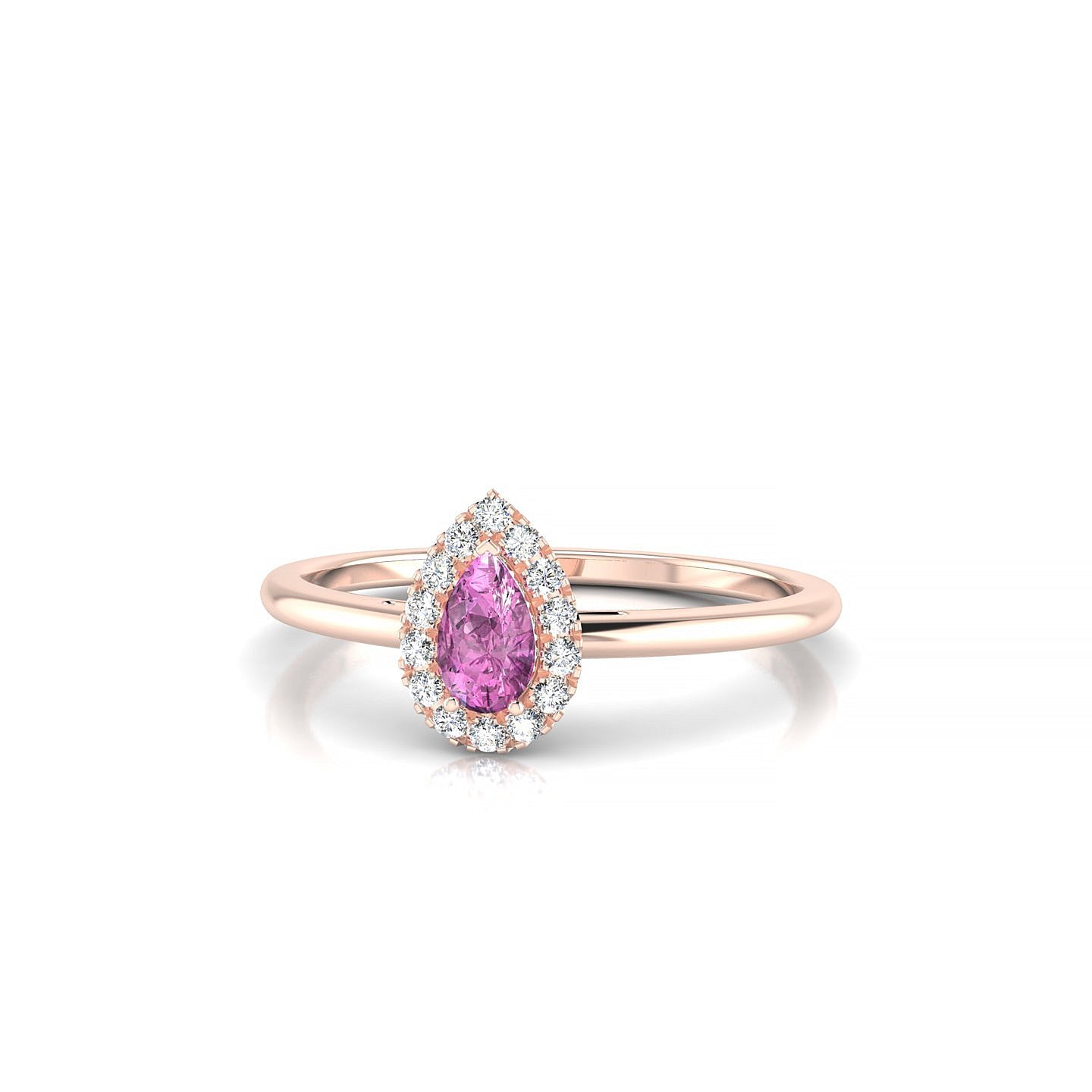 Solar | 18k Rose Gold 5 x 3 mm Pear Pink Sapphire Ring