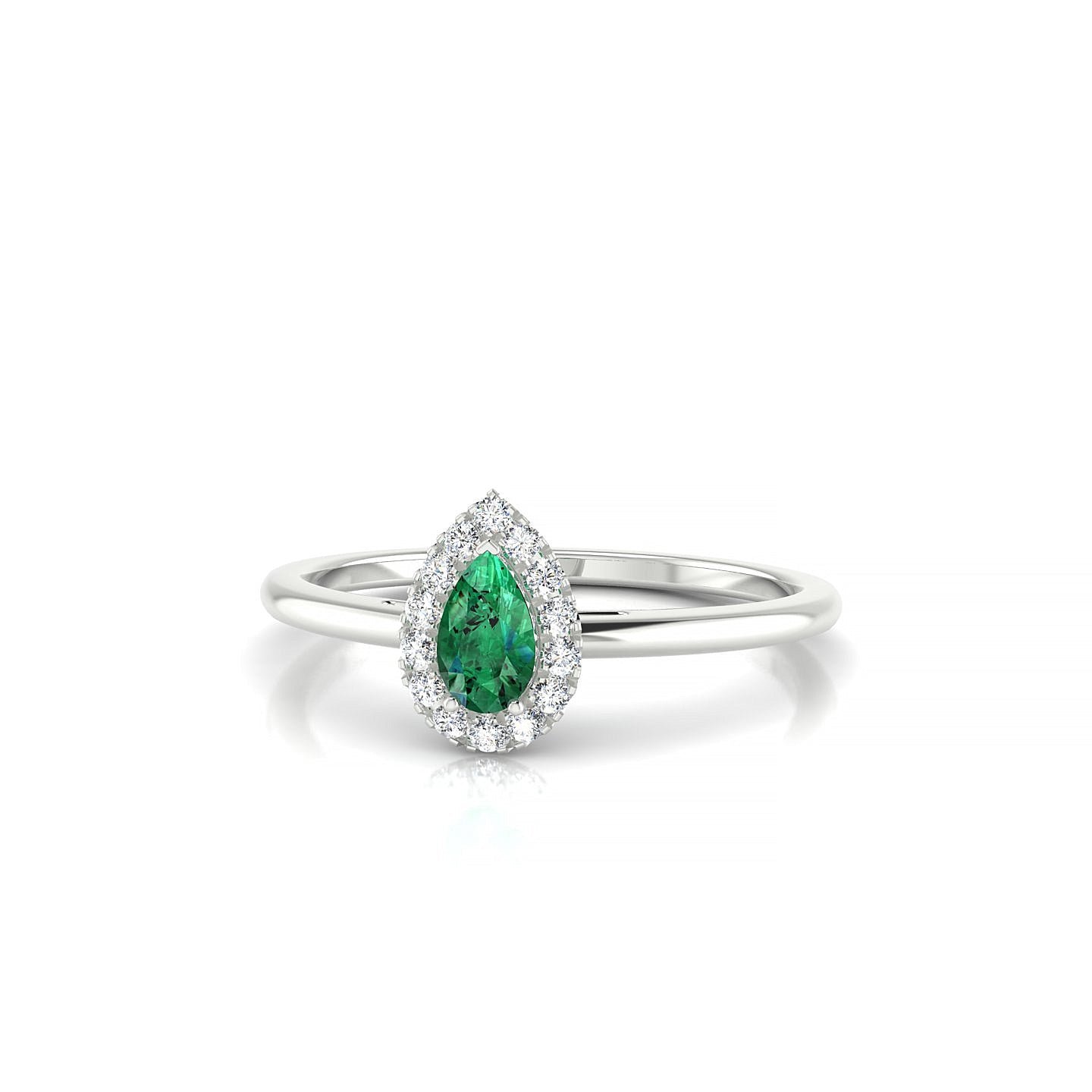 Solar | 18k White Gold 5 x 3 mm Pear Emerald Ring