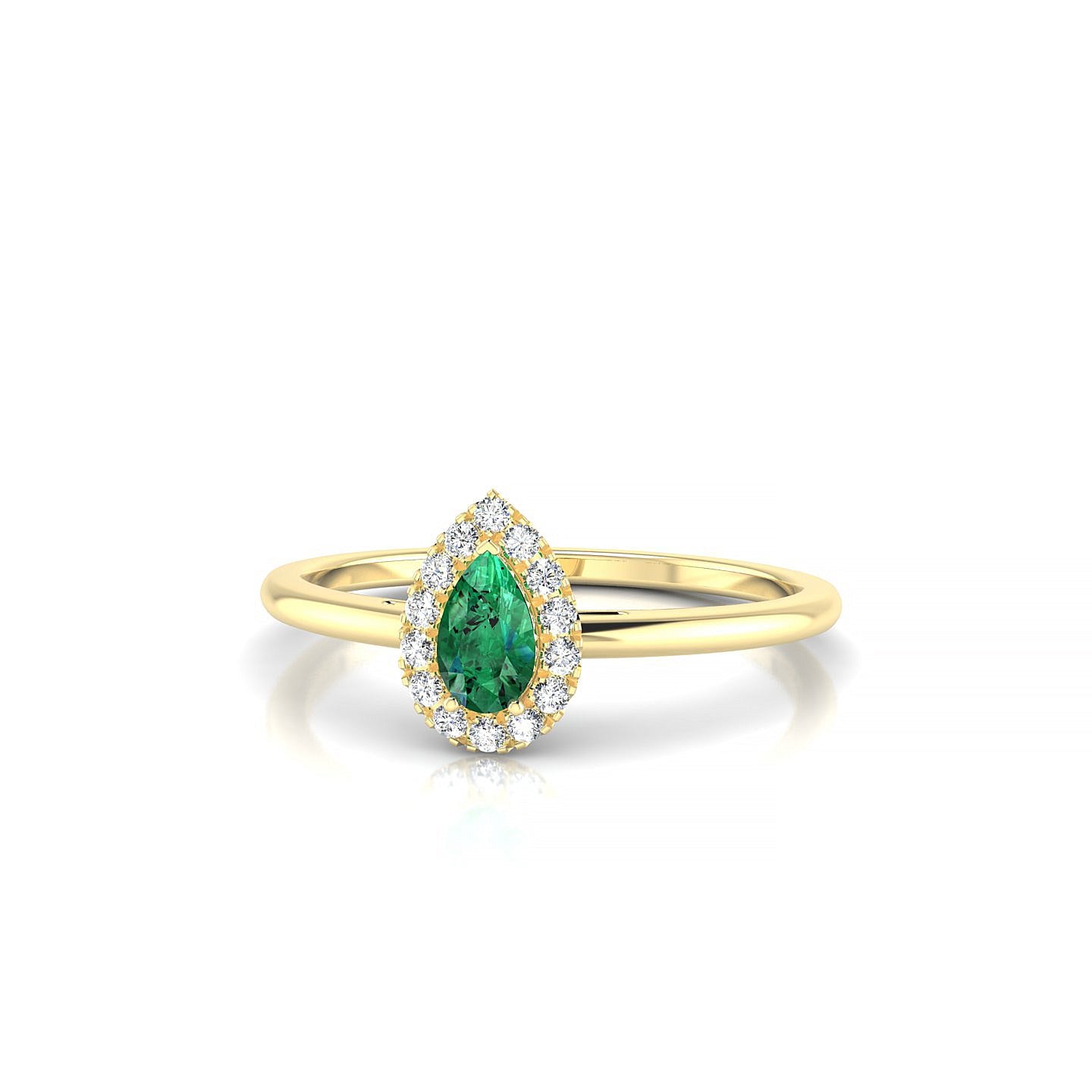 Solar | 18k Yellow Gold 5 x 3 mm Pear Emerald Ring