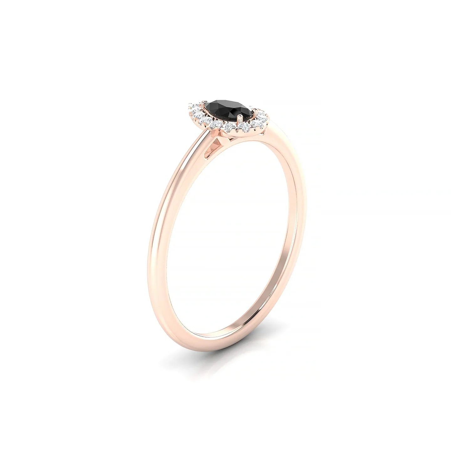 Solar | 18k Rose Gold 5 x 3 mm Pear Black Diamond Ring