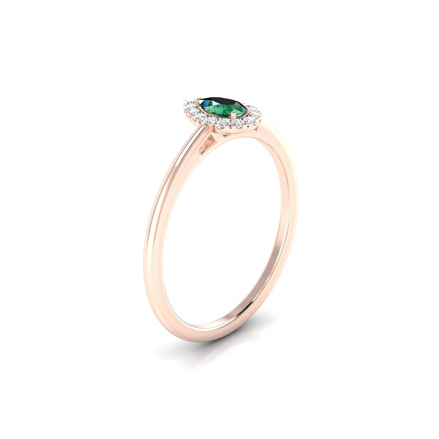 Solar | 18k Rose Gold 5 x 3 mm Pear Emerald Ring