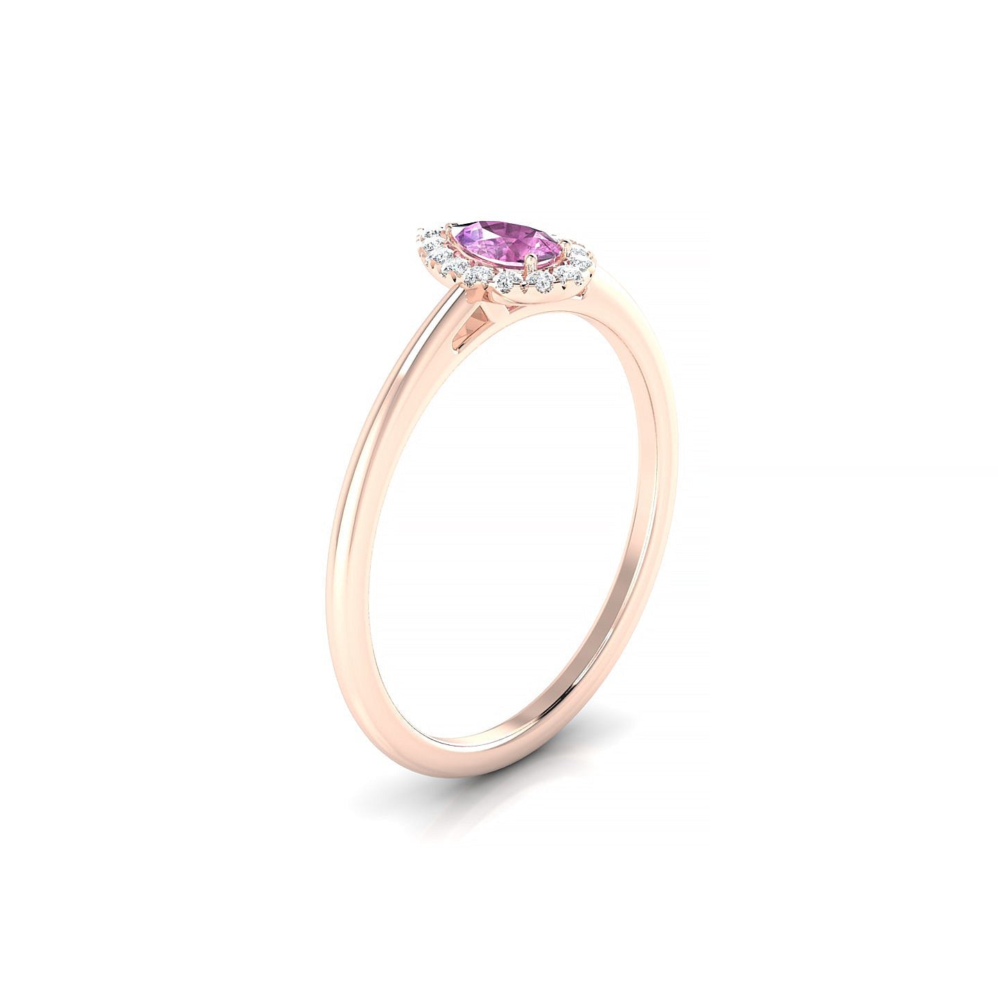 Solar | 18k Rose Gold 5 x 3 mm Pear Pink Sapphire Ring