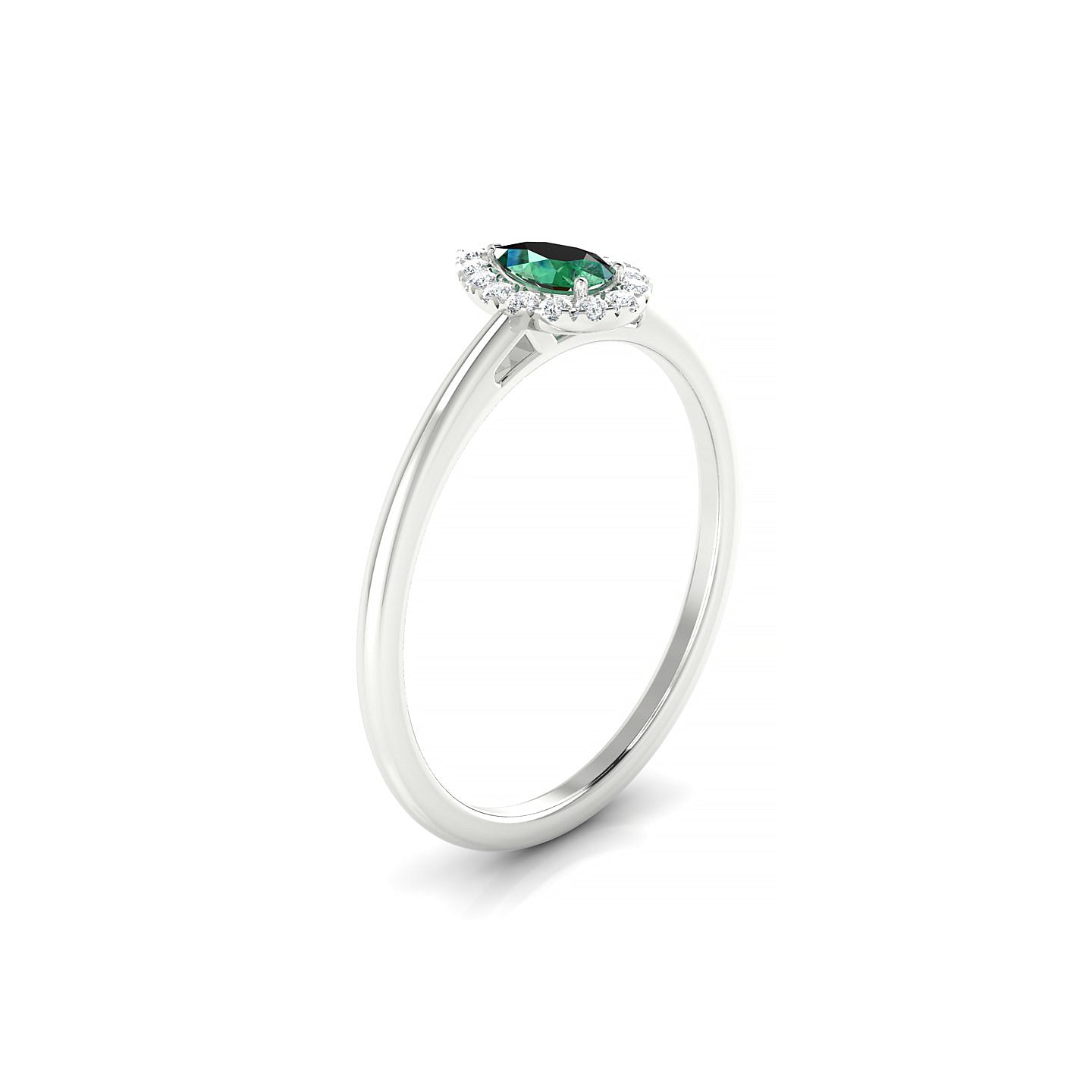 Solar | 18k White Gold 5 x 3 mm Pear Emerald Ring