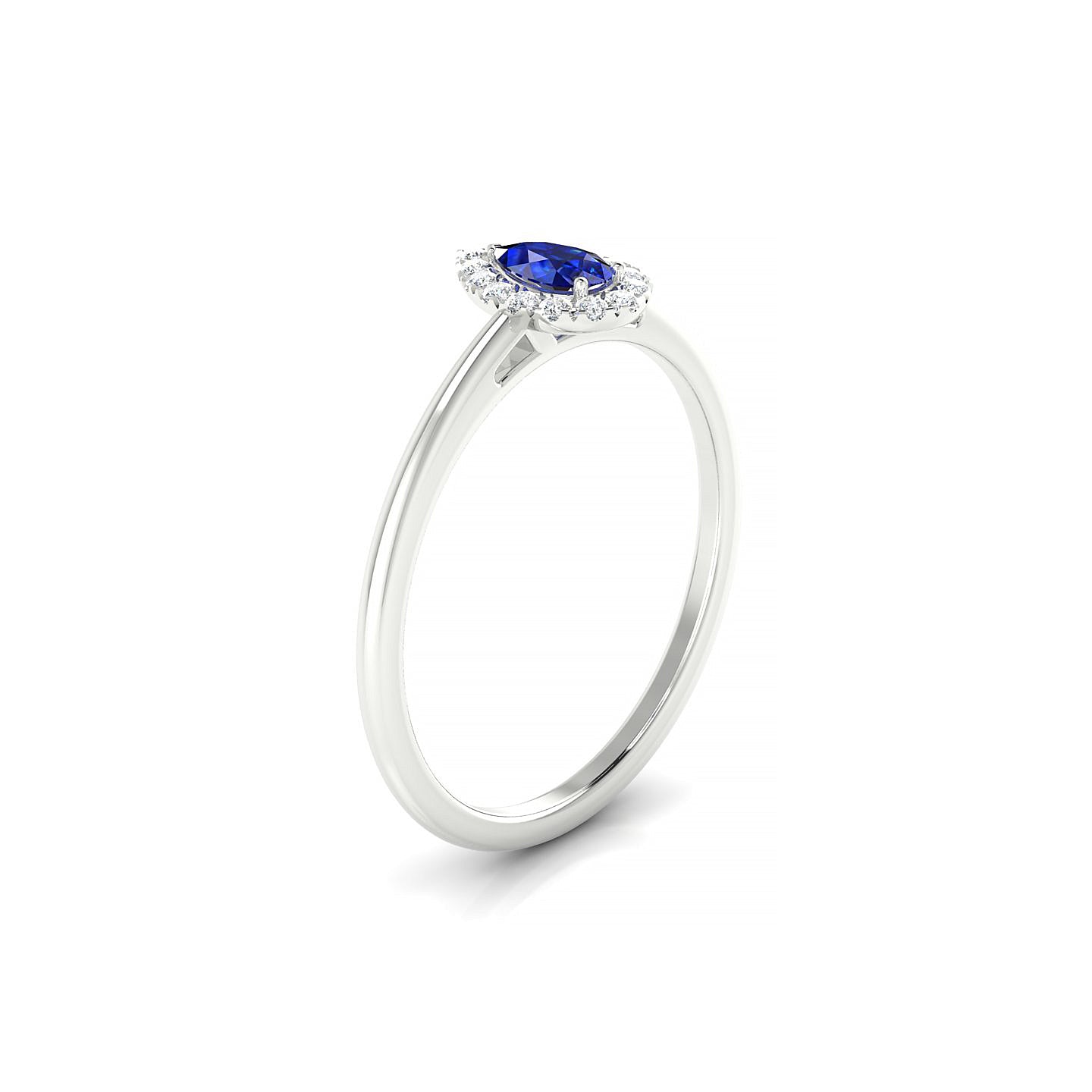 Solar | 18k White Gold 5 x 3 mm Pear Sapphire Ring