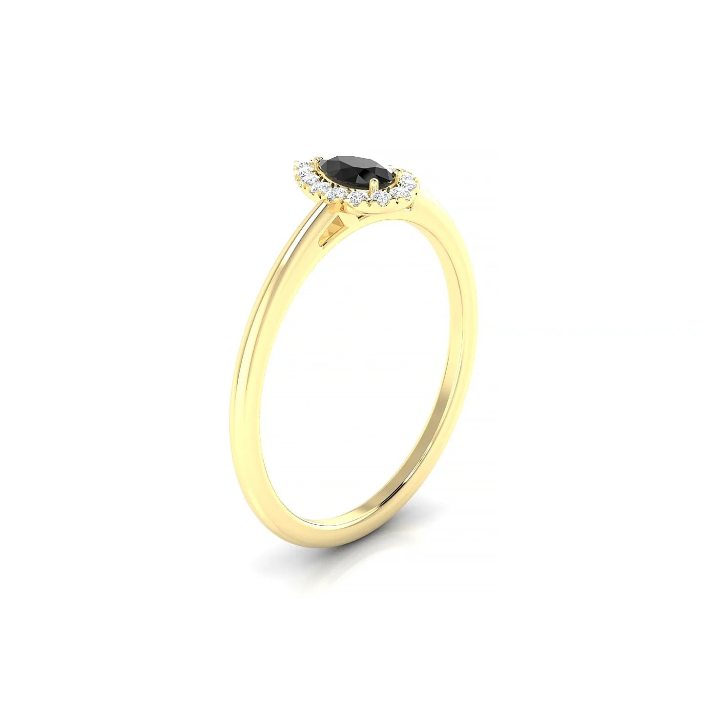 Solar | 18k Yellow Gold 5 x 3 mm Pear Black Diamond Ring