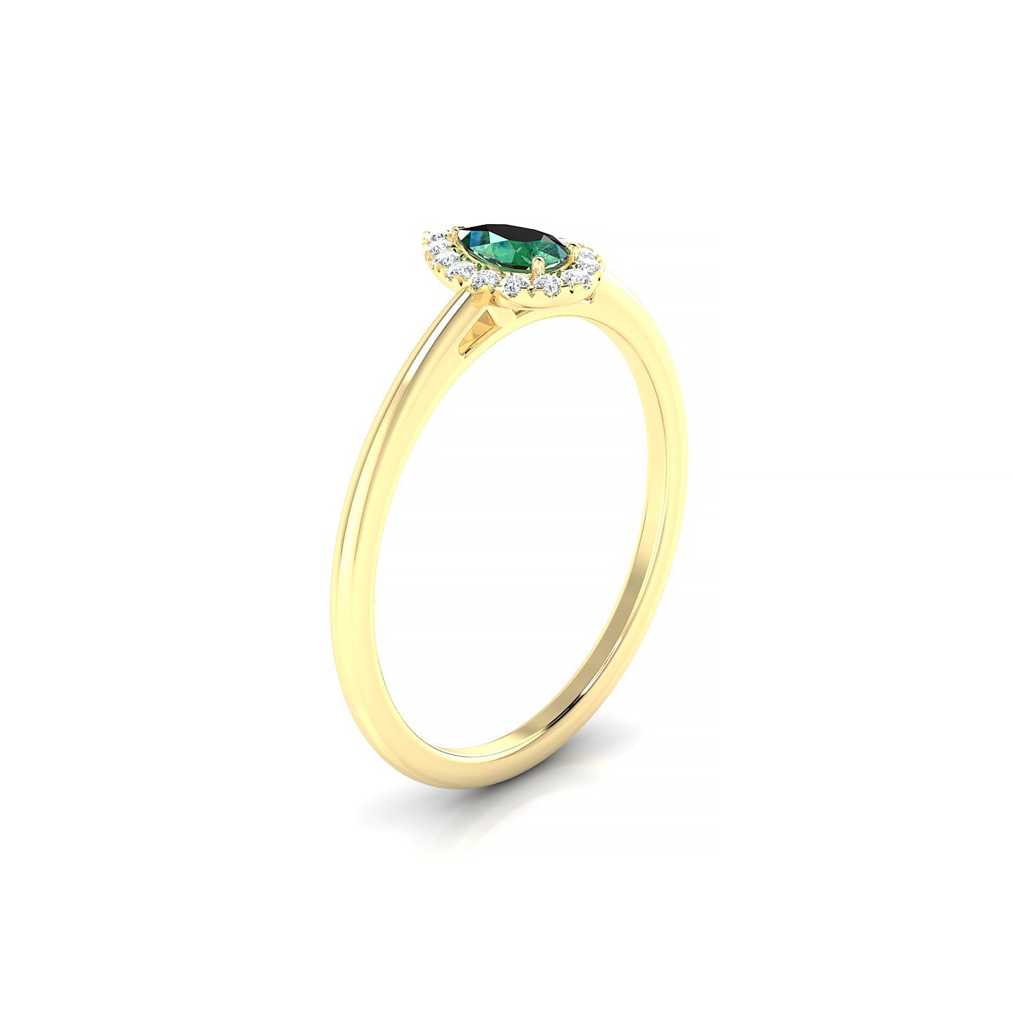Solar | 18k Yellow Gold 5 x 3 mm Pear Emerald Ring