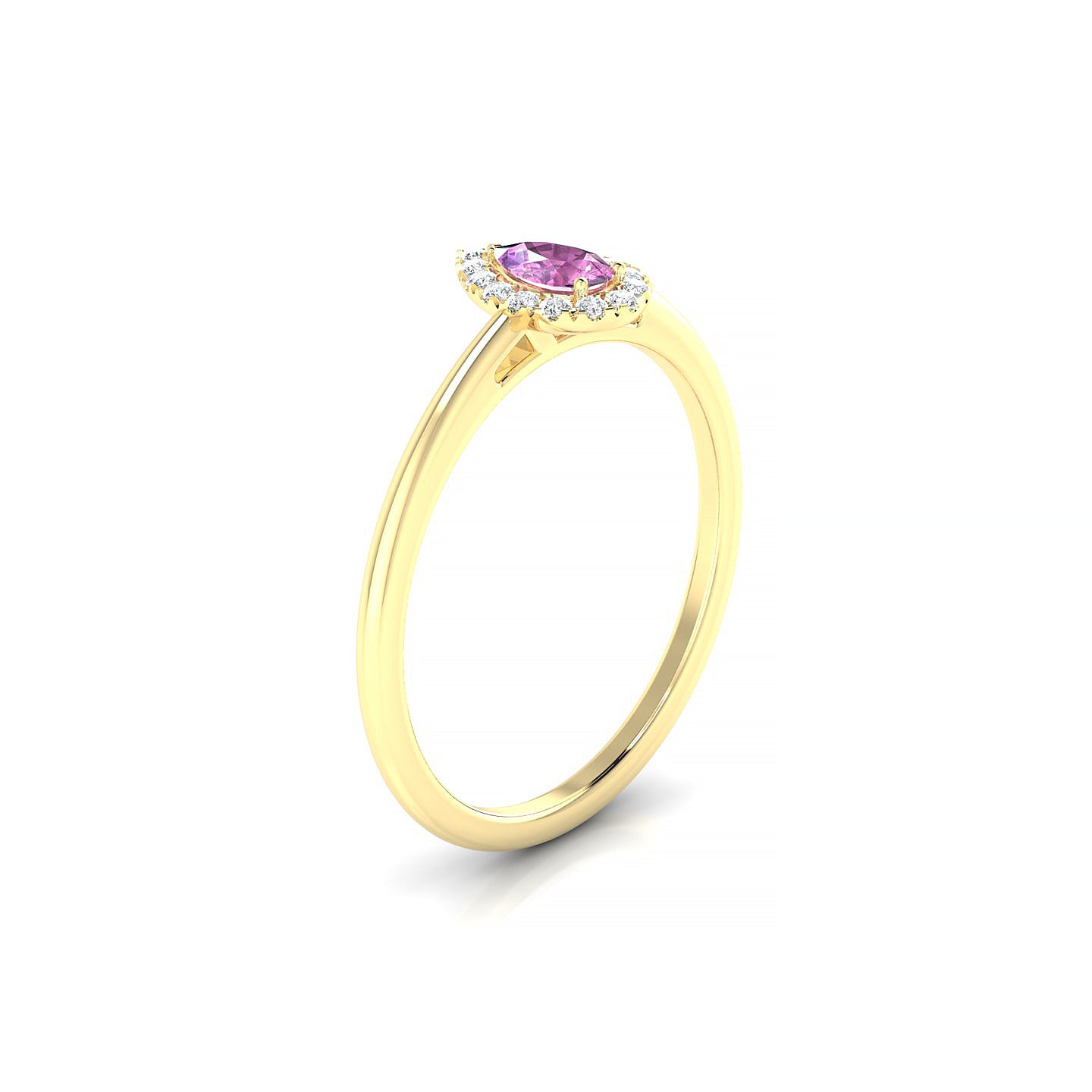 Solar | 18k Yellow Gold 5 x 3 mm Pear Pink Sapphire Ring