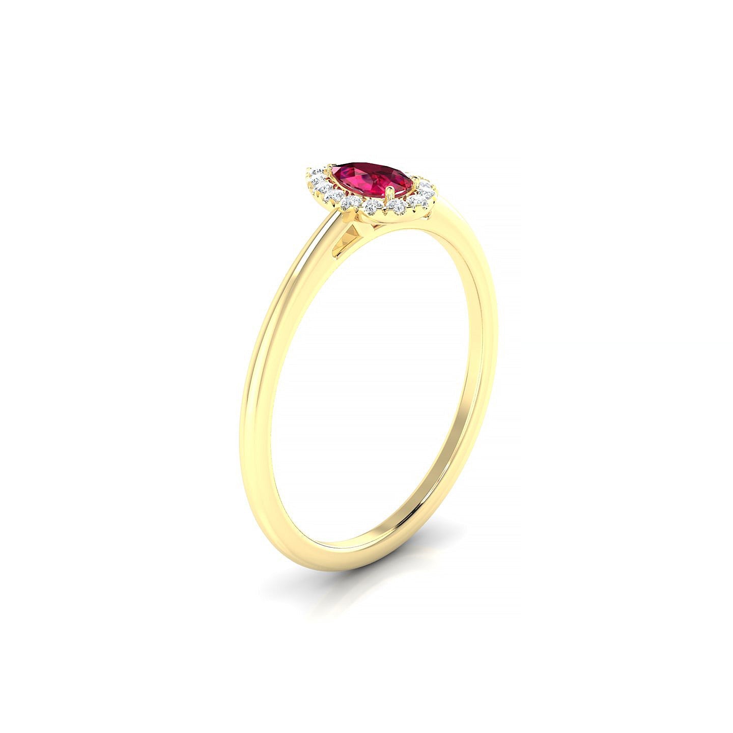 Solar | 18k Yellow Gold 5 x 3 mm Pear Ruby Ring