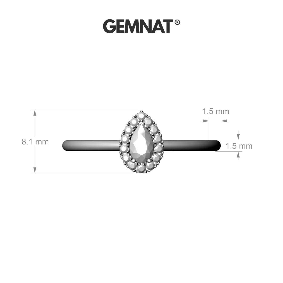 Solar | 18k Yellow Gold 5 x 3 mm Pear Black Diamond Ring