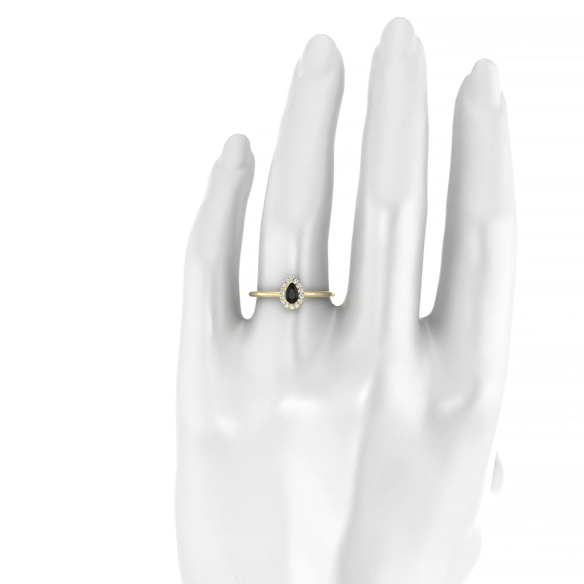 Solar | 18k Yellow Gold 5 x 3 mm Pear Black Diamond Ring