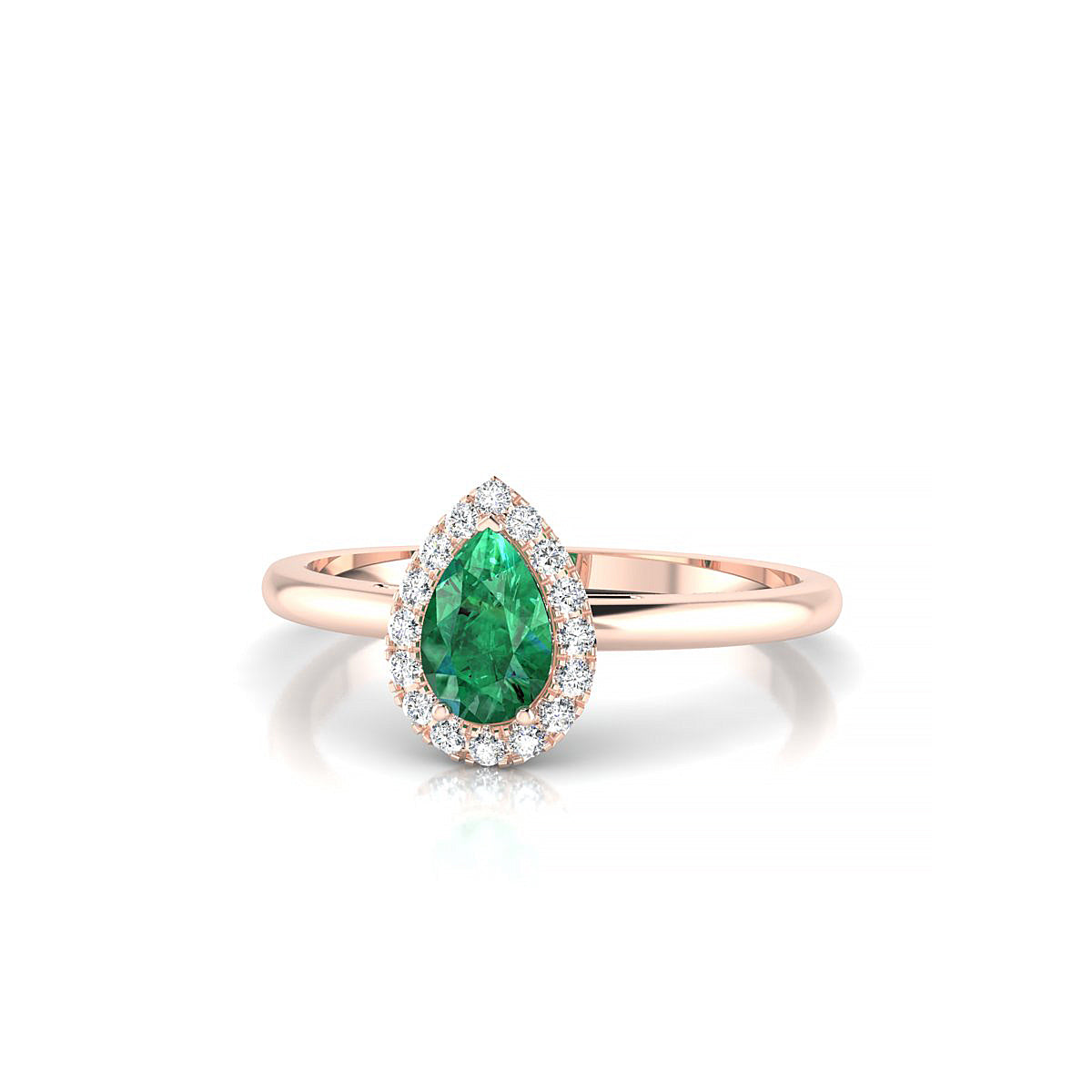 Solar | 18k Rose Gold 6 x 4 mm Pear Emerald Ring
