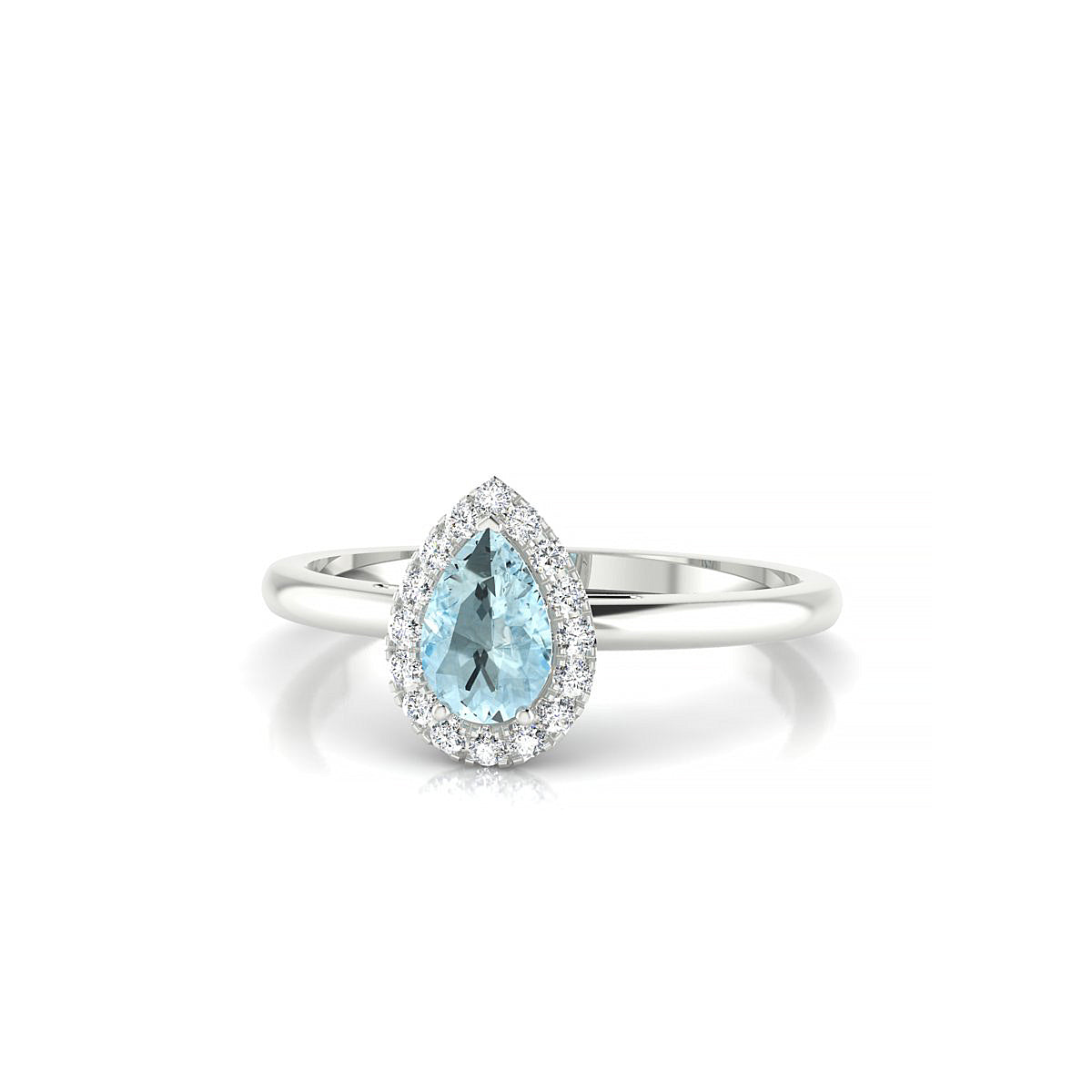 Solar | 18k White Gold 6 x 4 mm Pear Aquamarine Ring