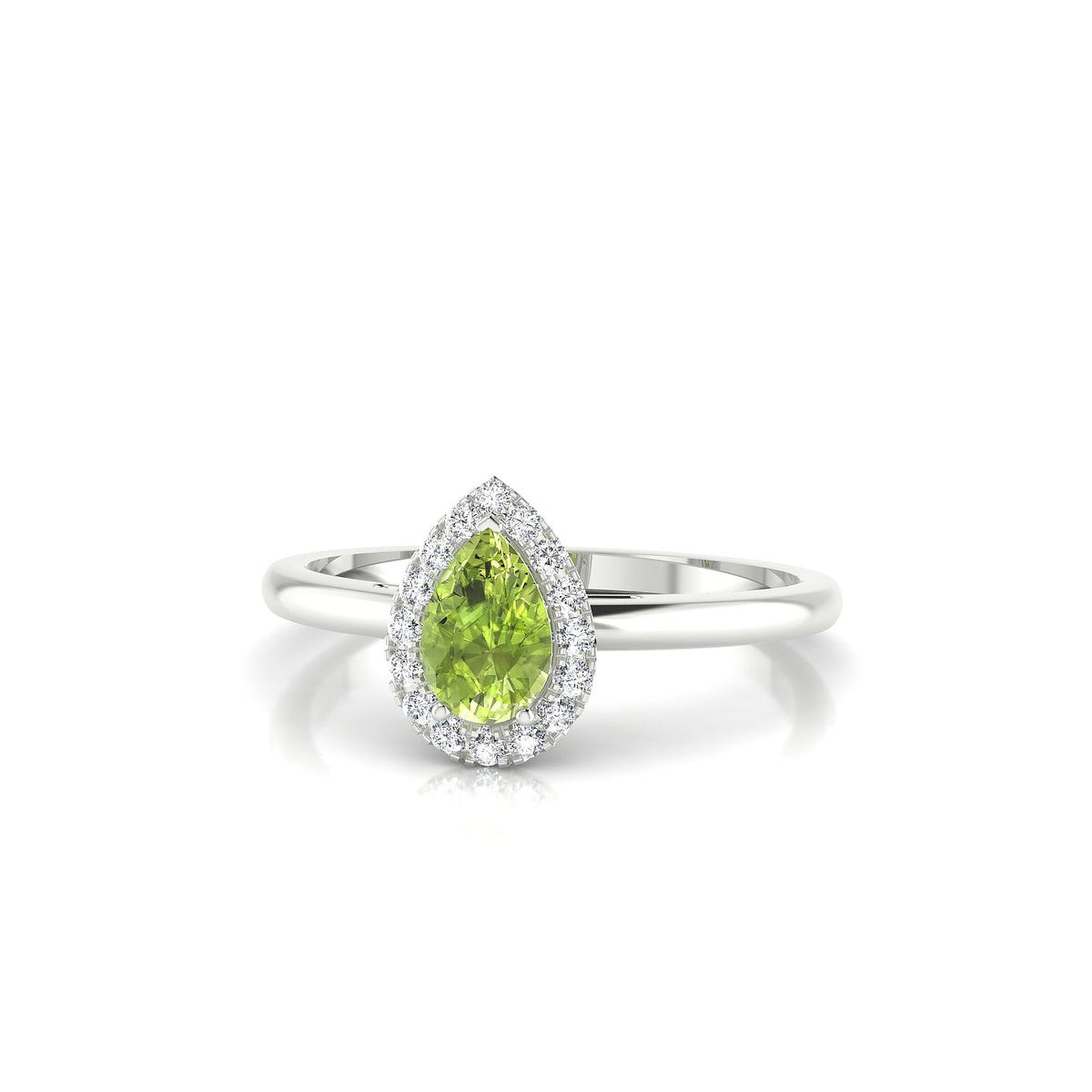 Solar | 18k White Gold 6 x 4 mm Pear Peridot Ring