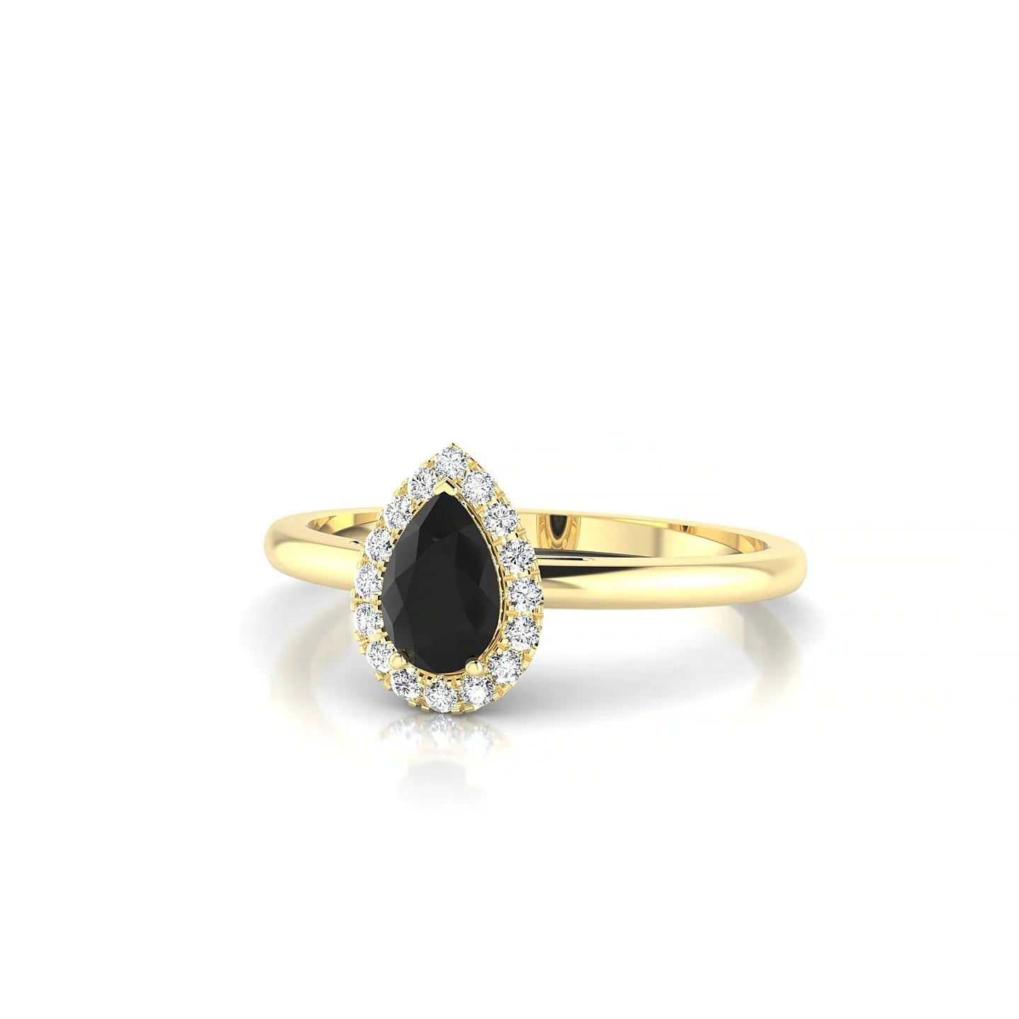 Solar | 18k Yellow Gold 6 x 4 mm Pear Black Diamond Ring