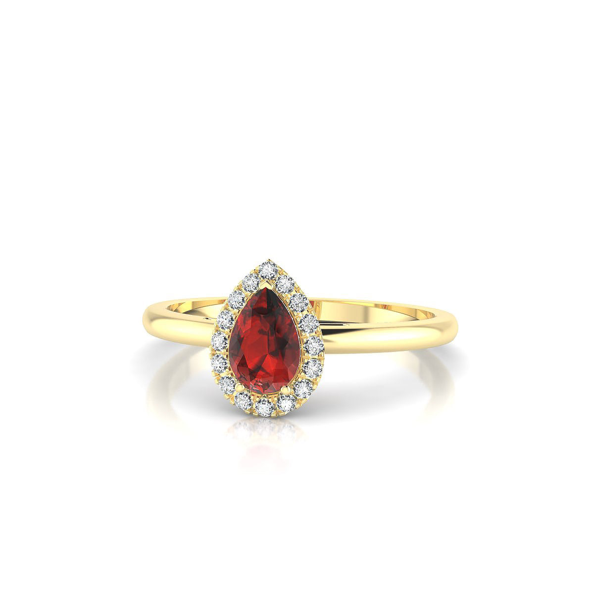Solar | 18k Yellow Gold 6 x 4 mm Pear Garnet Ring
