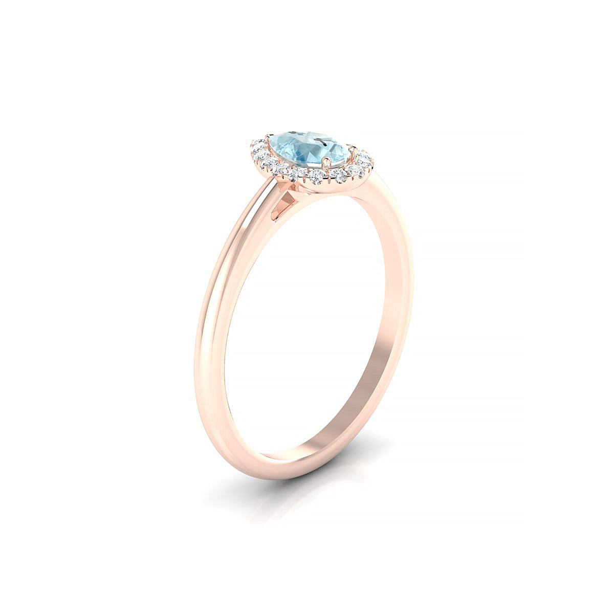 Solar | 18k Rose Gold 6 x 4 mm Pear Aquamarine Ring