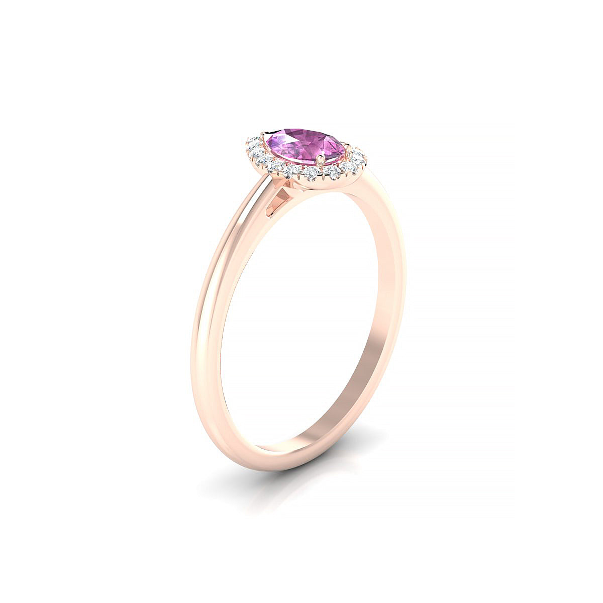 Solar | 18k Rose Gold 6 x 4 mm Pear Pink Sapphire Ring