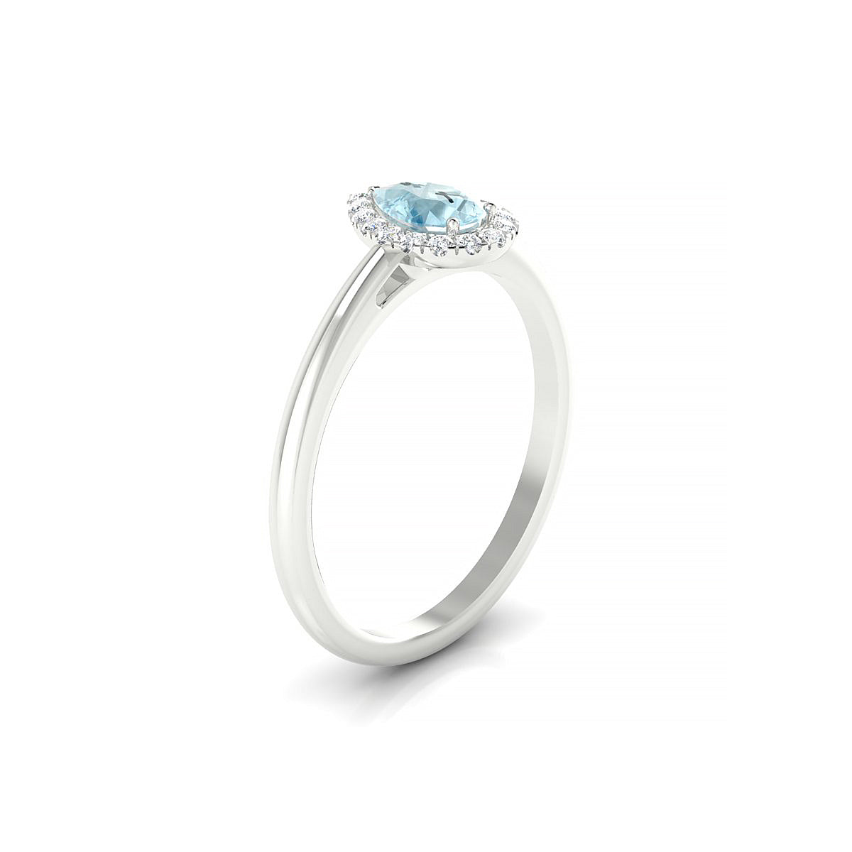 Solar | 18k White Gold 6 x 4 mm Pear Aquamarine Ring