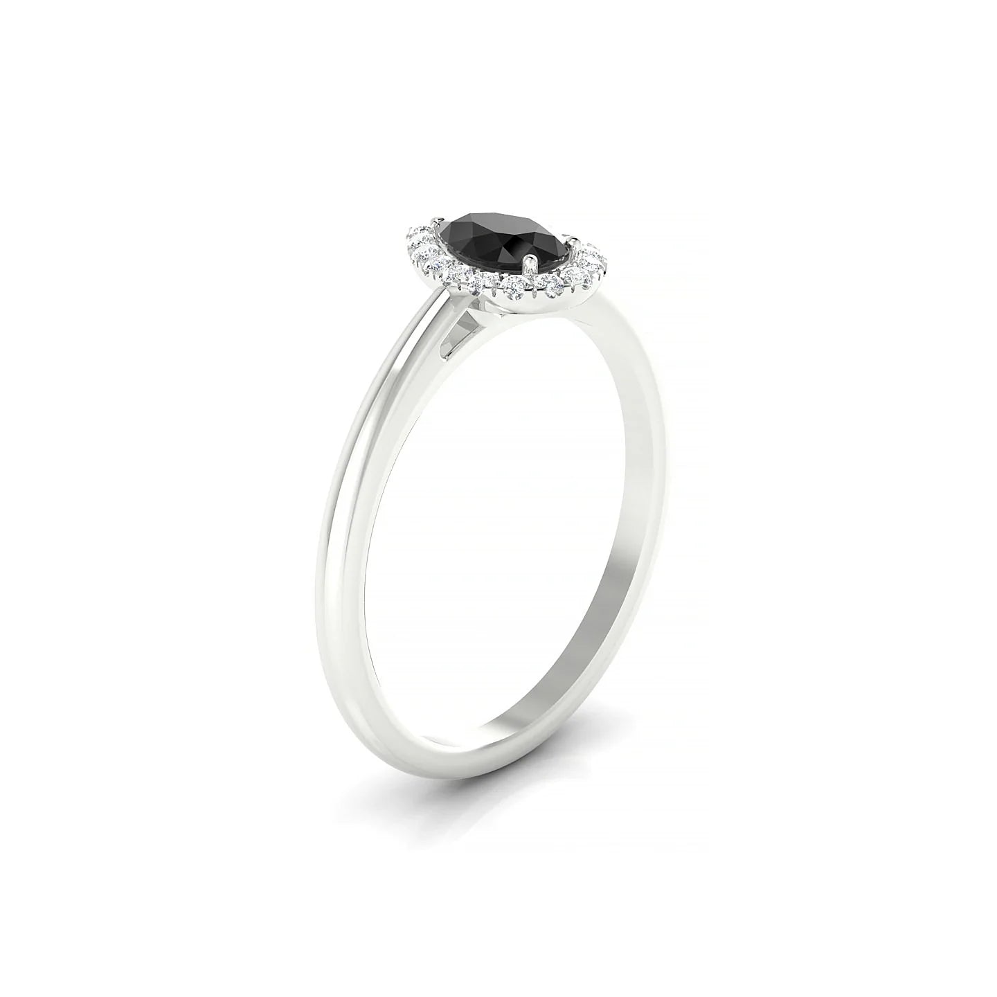 Solar | 18k White Gold 6 x 4 mm Pear Black Diamond Ring