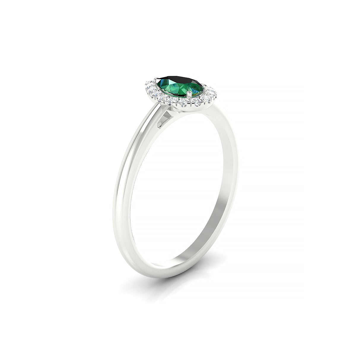 Solar | 18k White Gold 6 x 4 mm Pear Emerald Ring