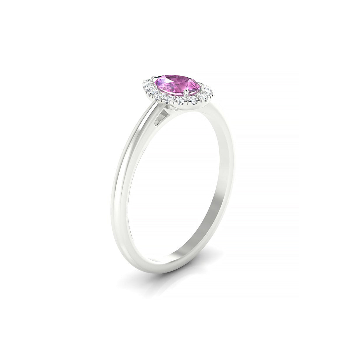 Solar | 18k White Gold 6 x 4 mm Pear Pink Sapphire Ring
