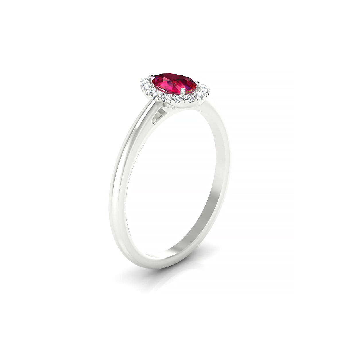 Solar | 18k White Gold 6 x 4 mm Pear Ruby Ring