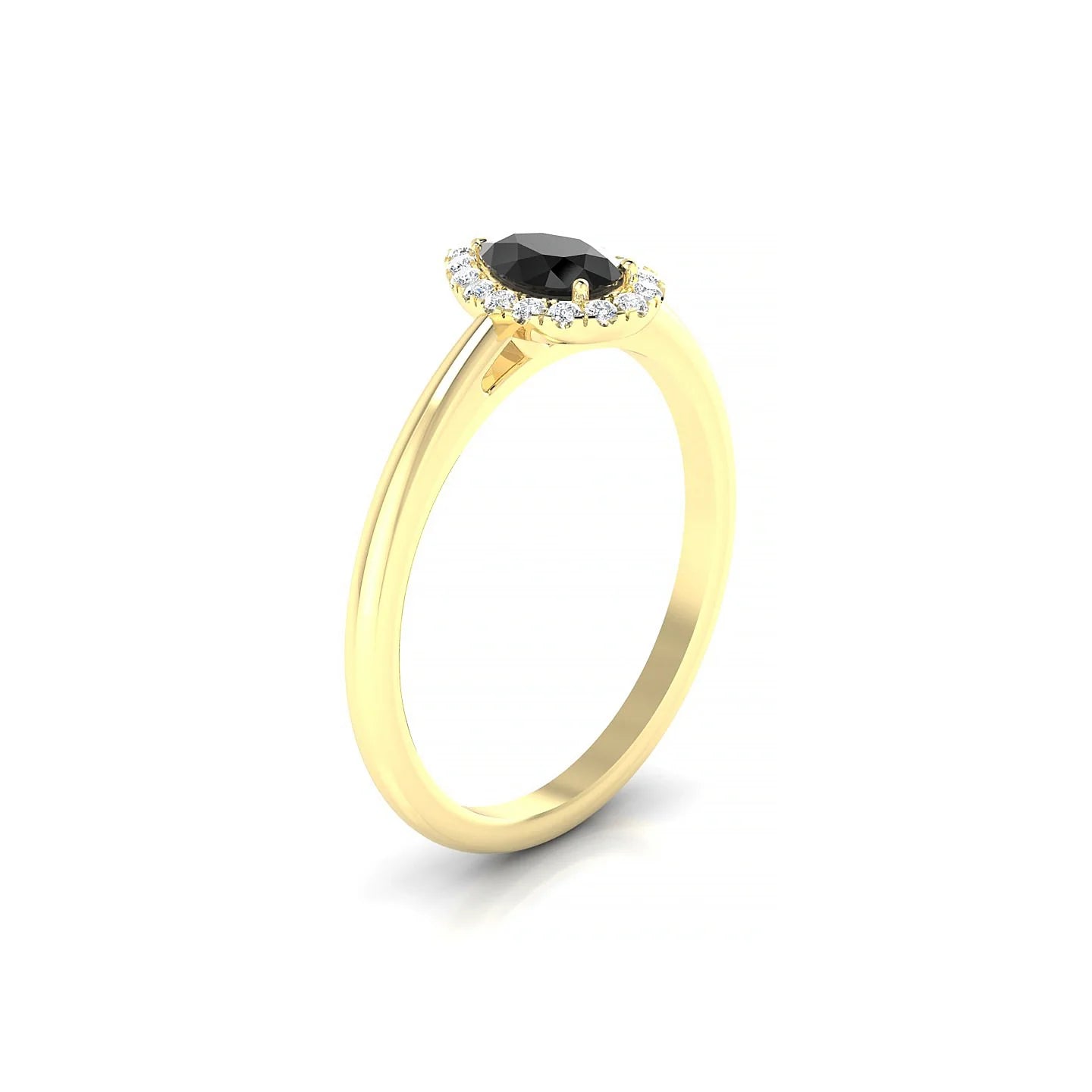 Solar | 18k Yellow Gold 6 x 4 mm Pear Black Diamond Ring