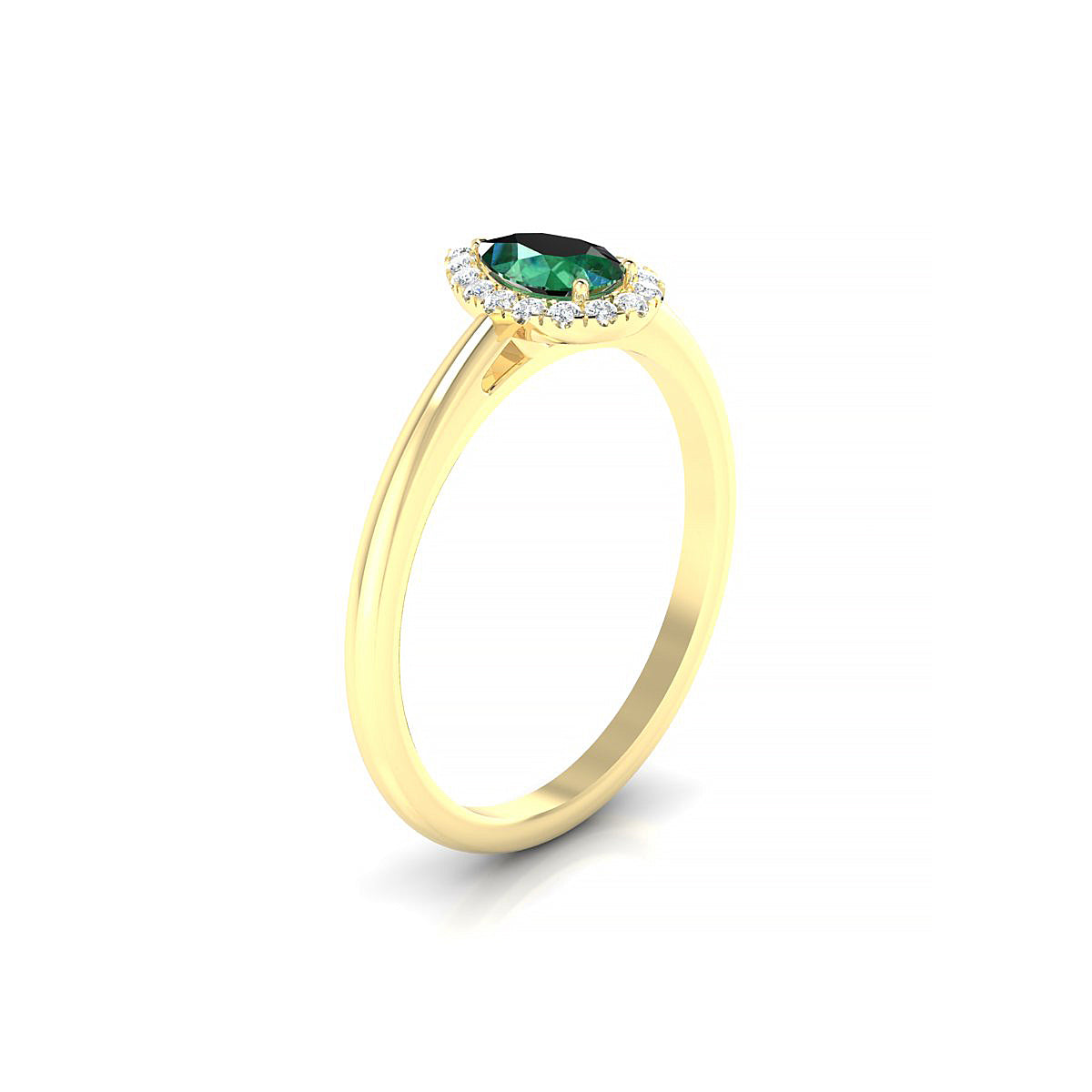 Solar | 18k Yellow Gold 6 x 4 mm Pear Emerald Ring