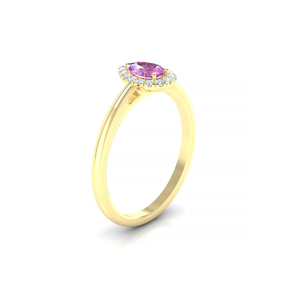 Solar | 18k Yellow Gold 6 x 4 mm Pear Pink Sapphire Ring
