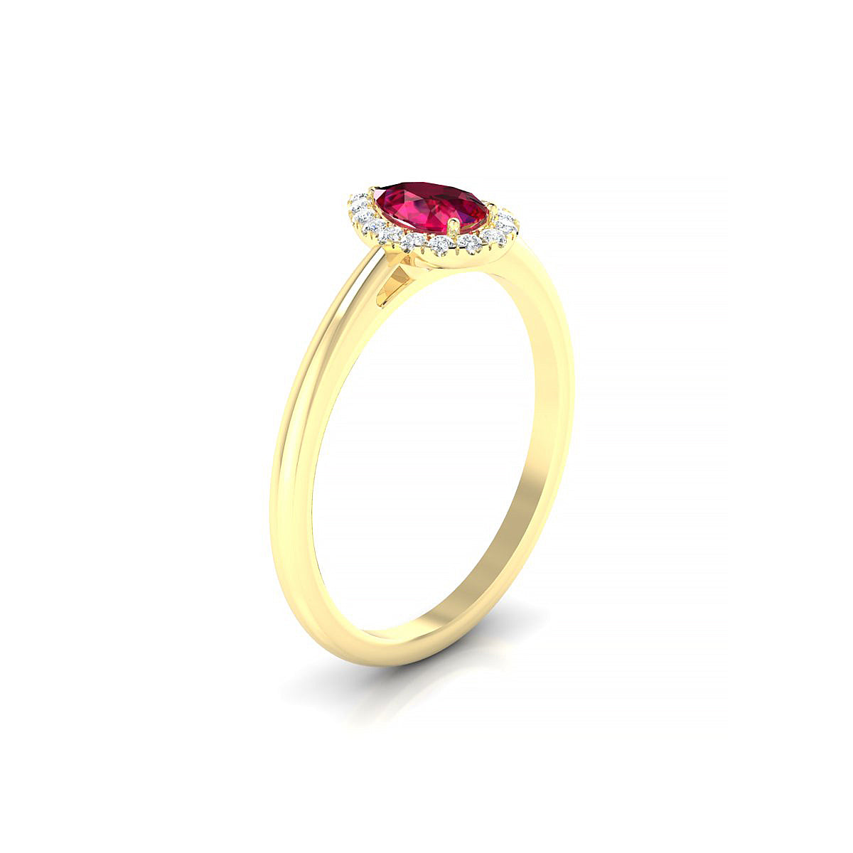 Solar | 18k Yellow Gold 6 x 4 mm Pear Ruby Ring