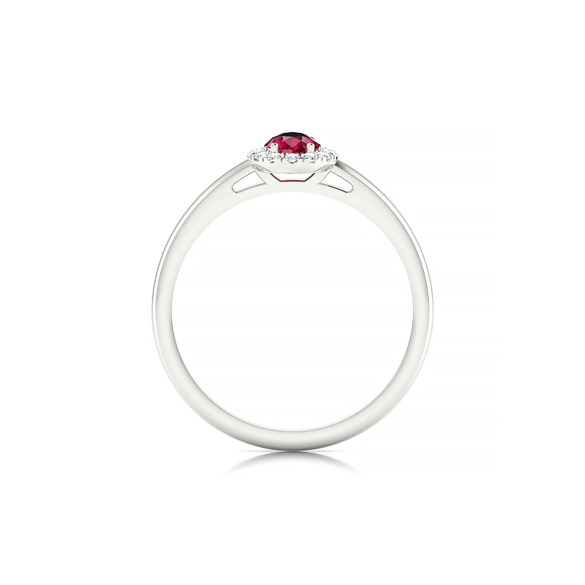 Solar | 18k White Gold 6 x 4 mm Pear Ruby Ring