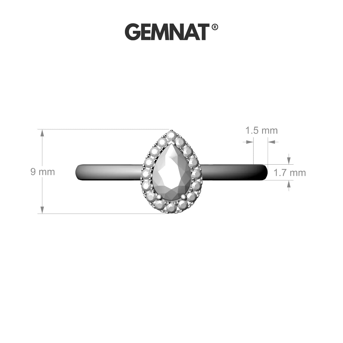 Solar | 18k Rose Gold 6 x 4 mm Pear Black Diamond Ring