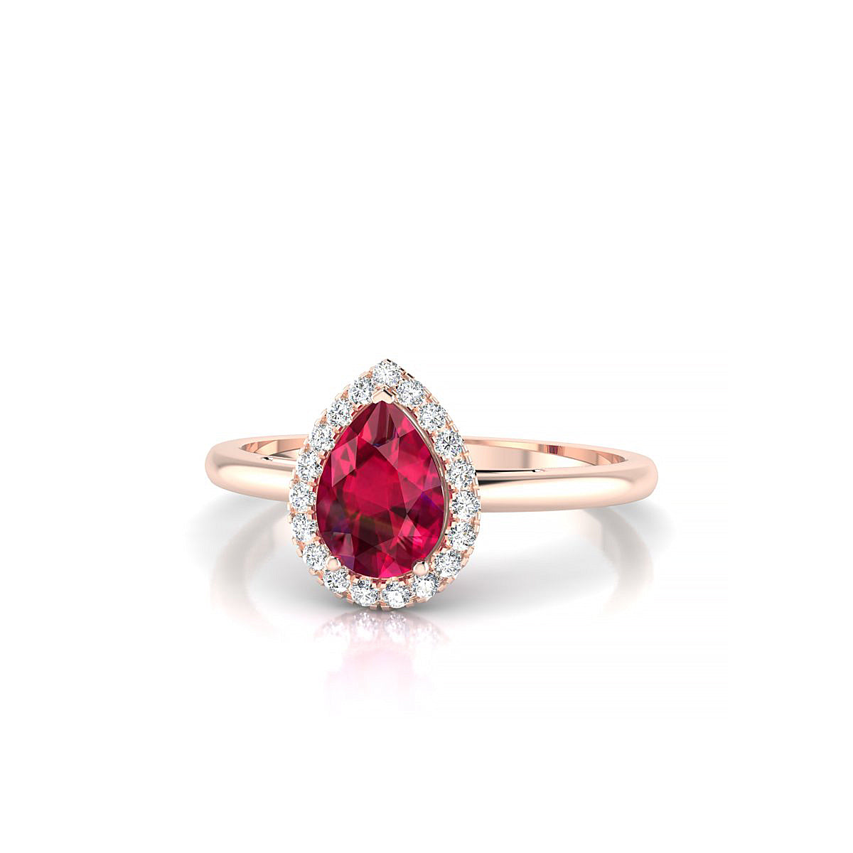 Solar | 18k Rose Gold 7 x 5 mm Pear Ruby Ring