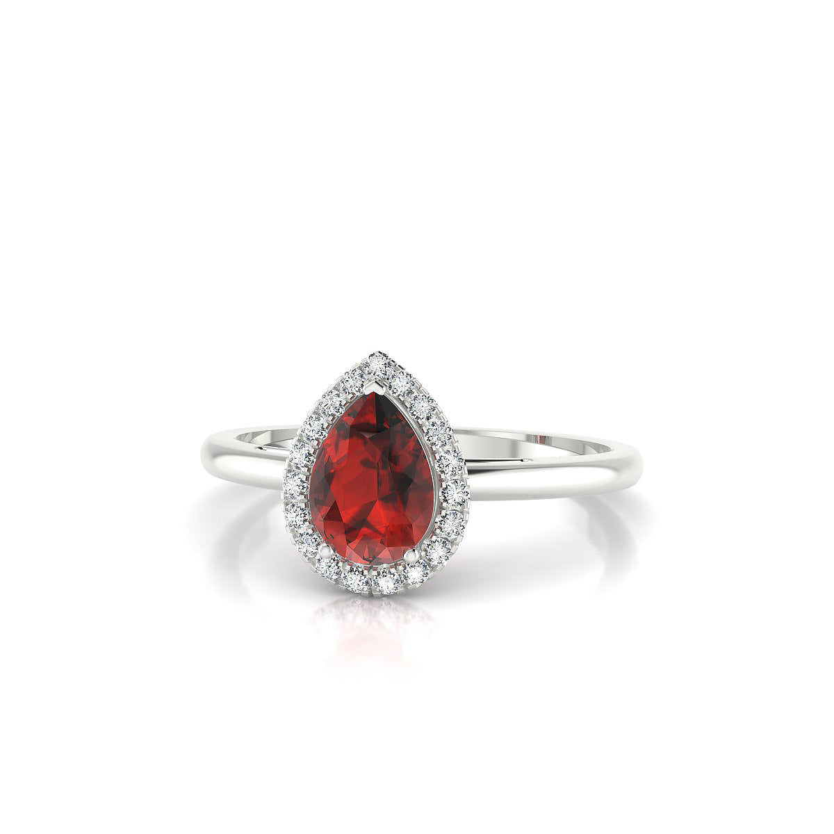 Solar | 18k White Gold 7 x 5 mm Pear Garnet Ring