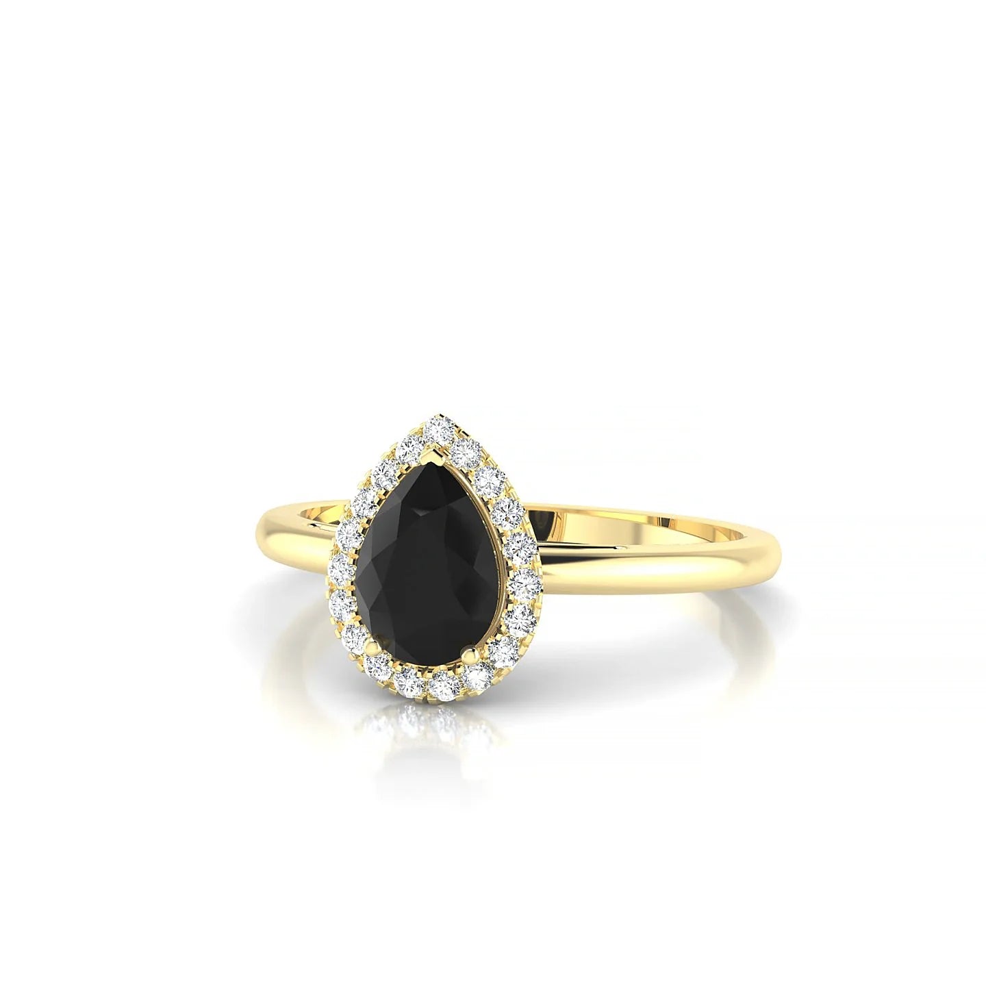 Solar | 18k Yellow Gold 7 x 5 mm Pear Black Diamond Ring