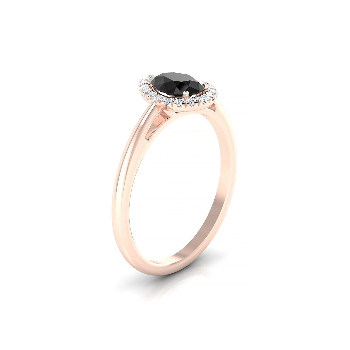 Solar | 18k Rose Gold 7 x 5 mm Pear Black Diamond Ring