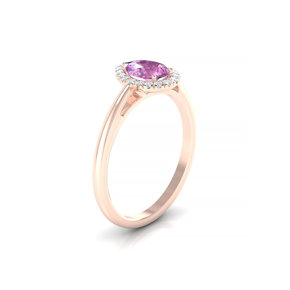 Solar | 18k Rose Gold 7 x 5 mm Pear Pink Sapphire Ring