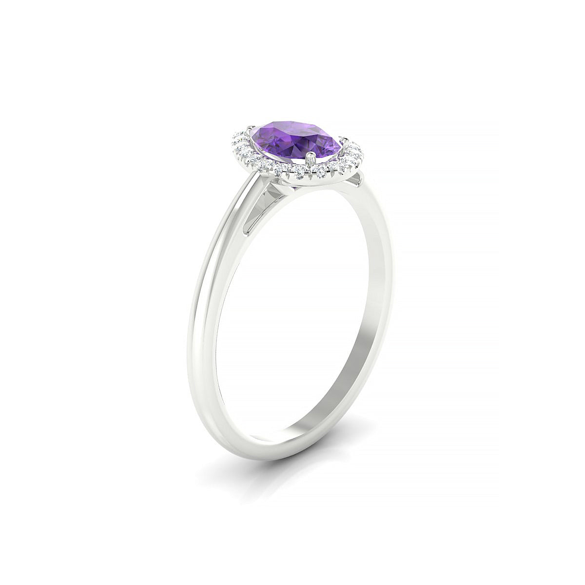 Solar | 18k White Gold 7 x 5 mm Pear Amethyst Ring