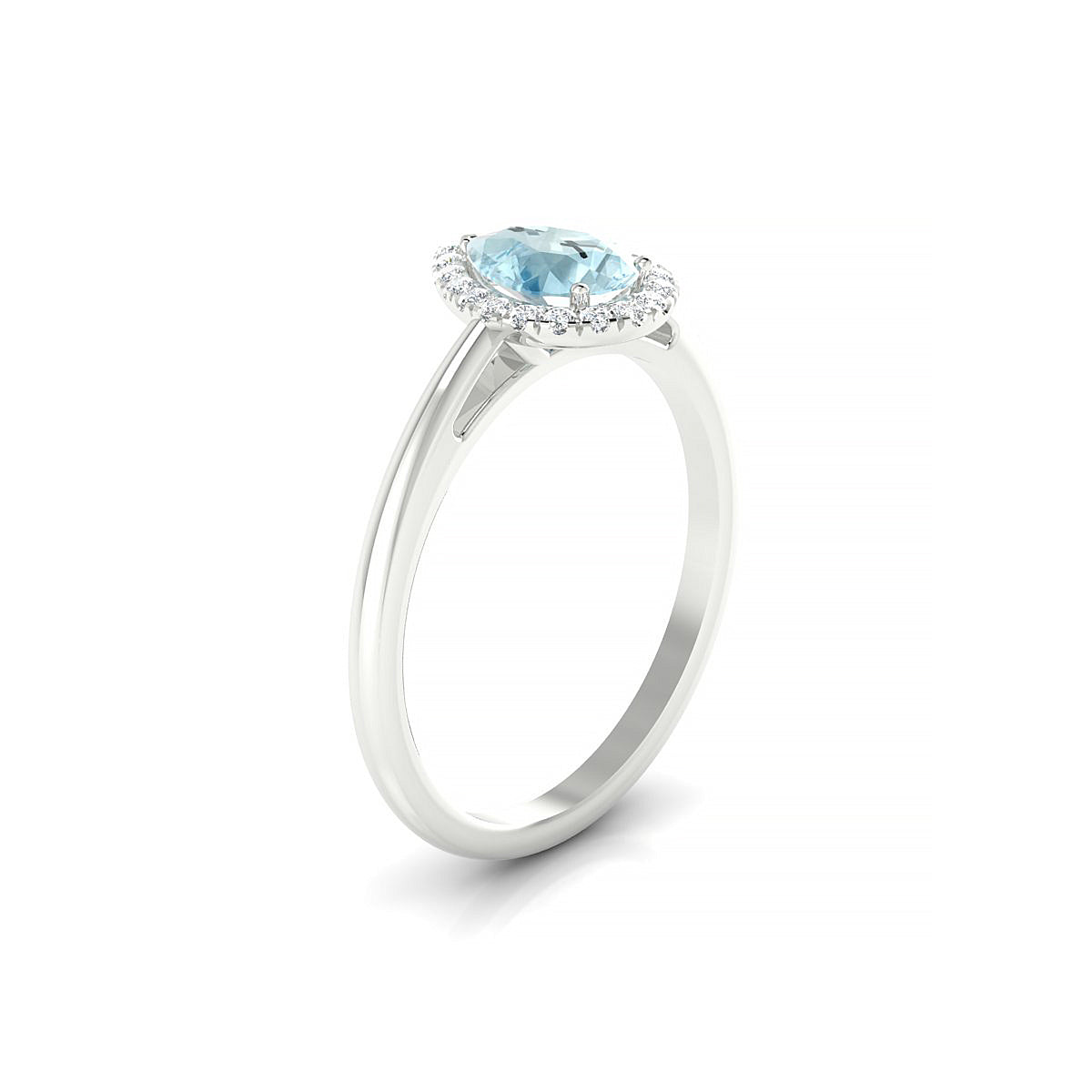 Solar | 18k White Gold 7 x 5 mm Pear Aquamarine Ring