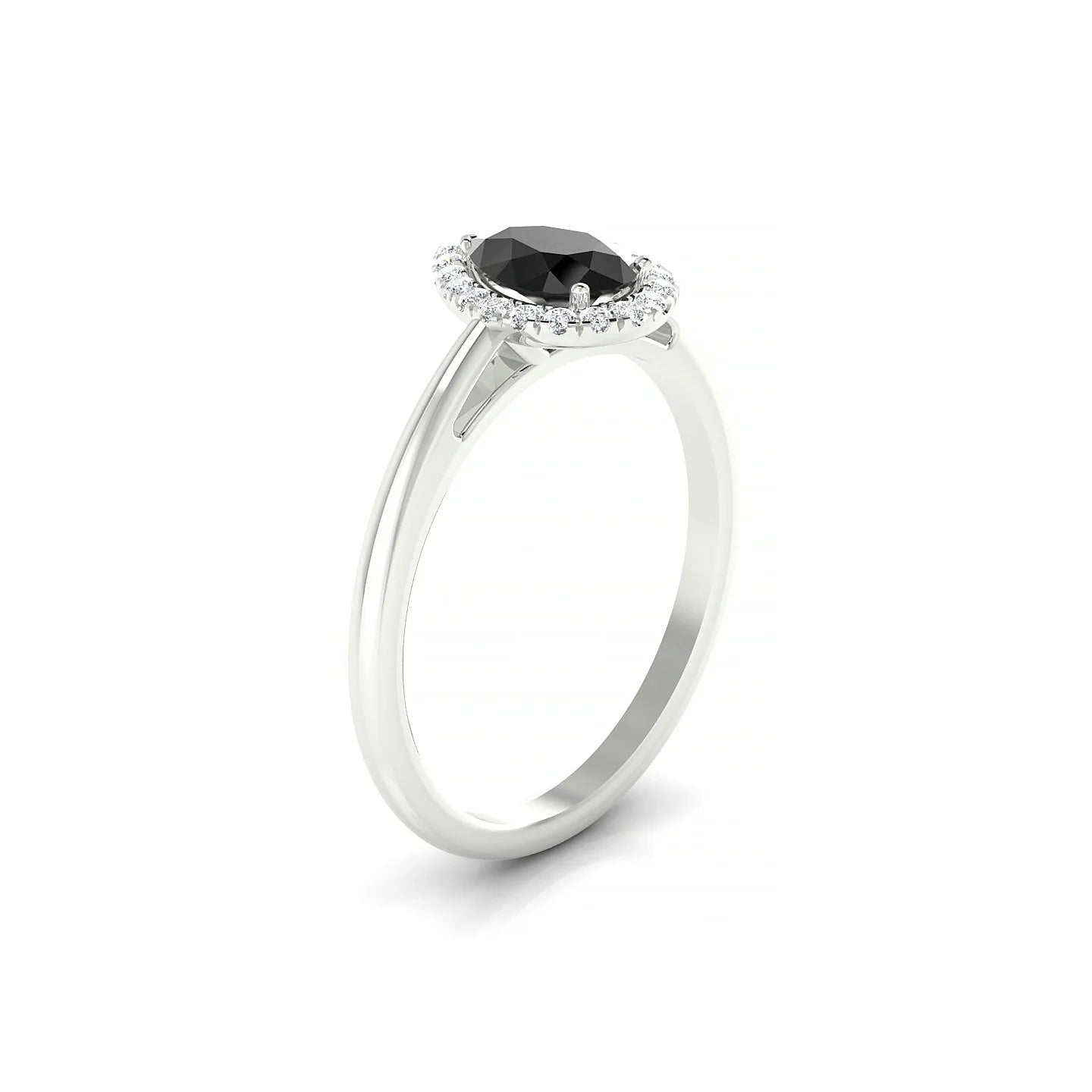 Solar | 18k White Gold 7 x 5 mm Pear Black Diamond Ring