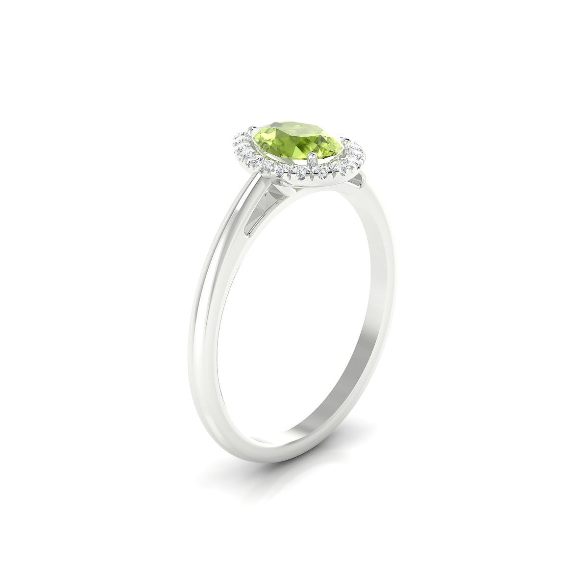 Solar | 18k White Gold 7 x 5 mm Pear Peridot Ring