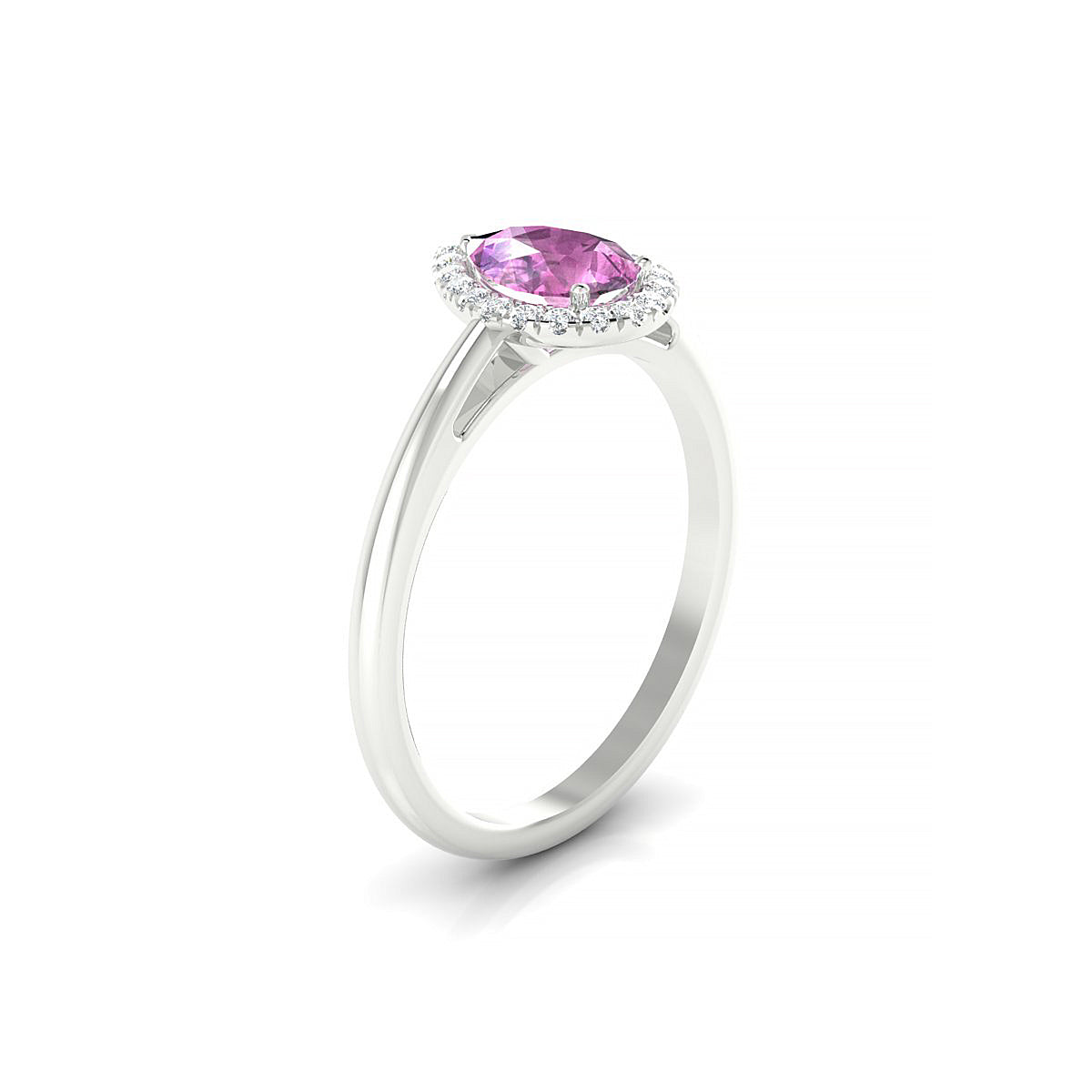 Solar | 18k White Gold 7 x 5 mm Pear Pink Sapphire Ring
