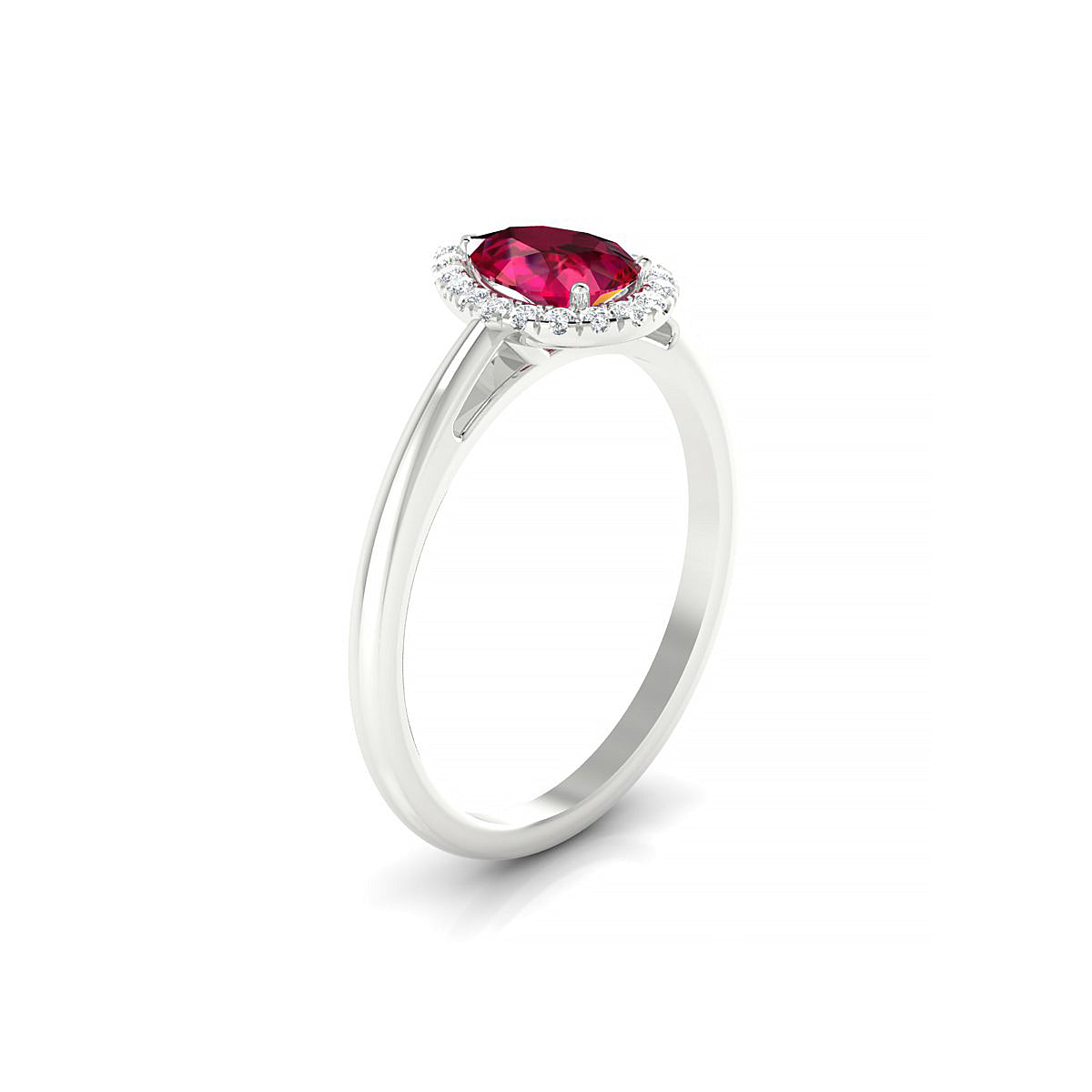 Solar | 18k White Gold 7 x 5 mm Pear Ruby Ring