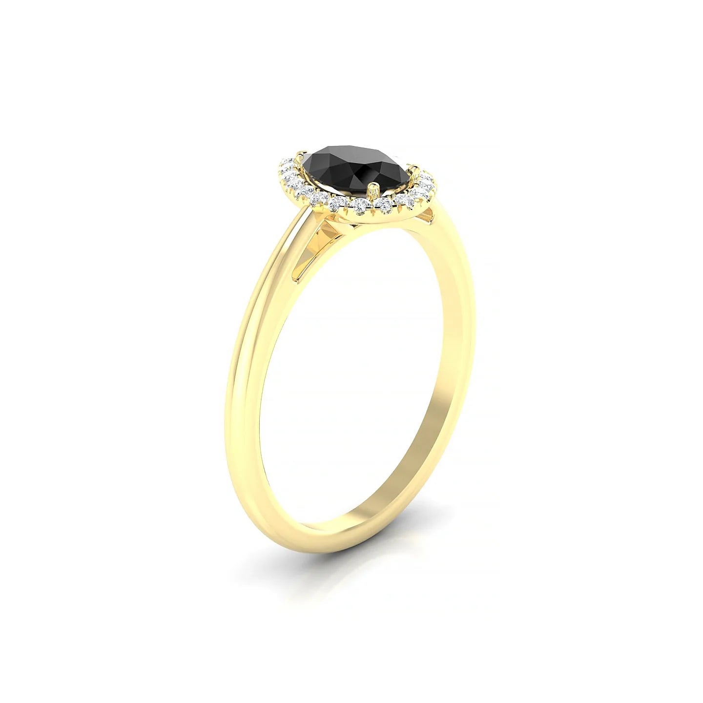 Solar | 18k Yellow Gold 7 x 5 mm Pear Black Diamond Ring